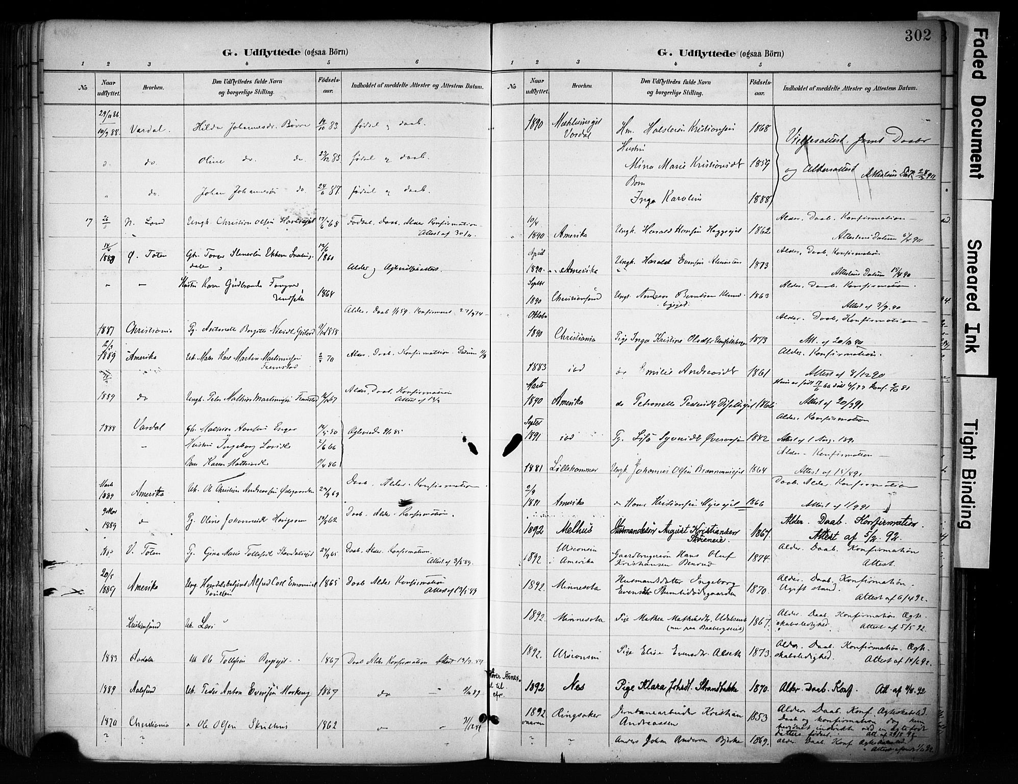 Biri prestekontor, SAH/PREST-096/H/Ha/Haa/L0009: Parish register (official) no. 9, 1887-1900, p. 302