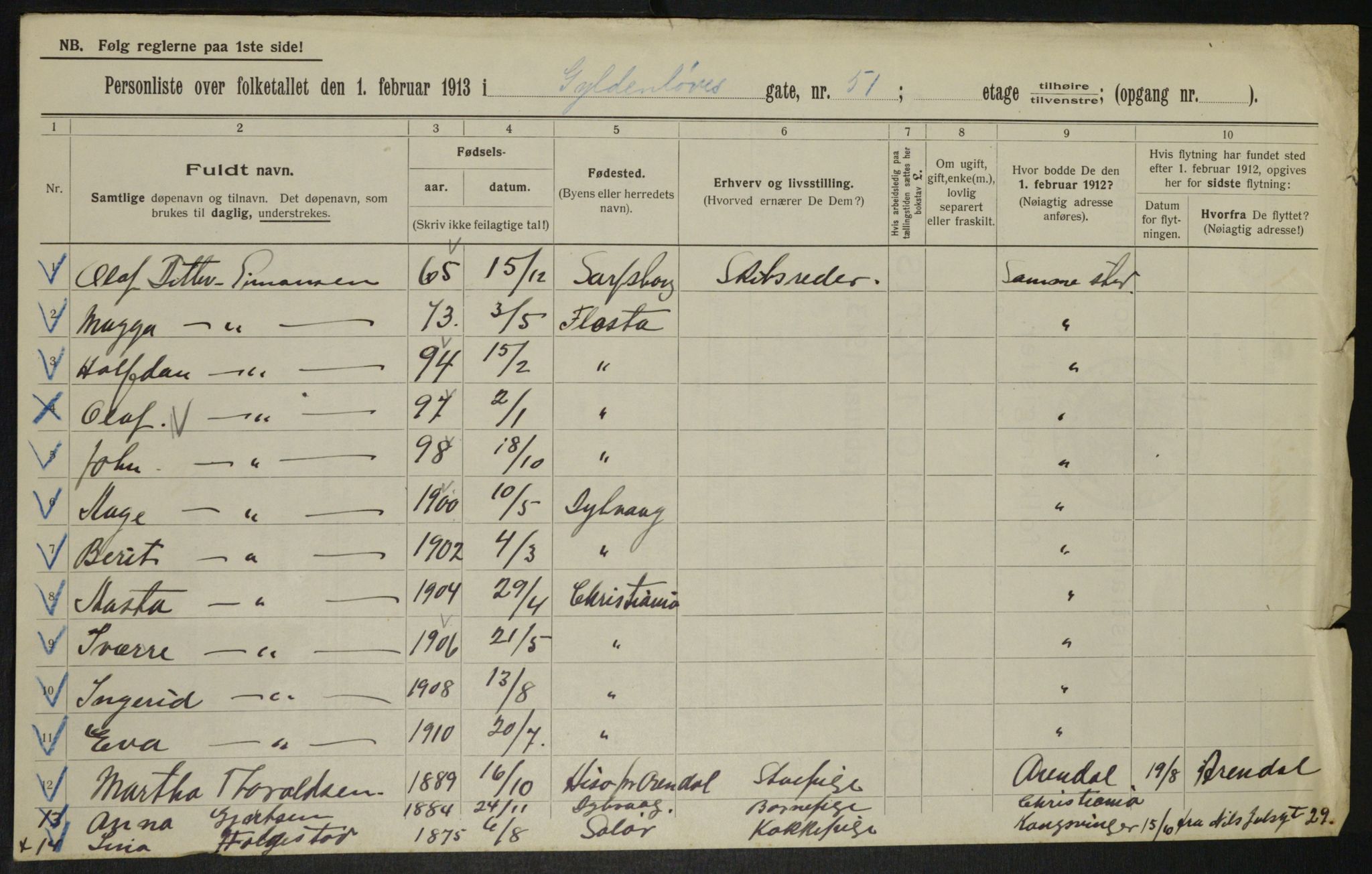 OBA, Municipal Census 1913 for Kristiania, 1913, p. 32751