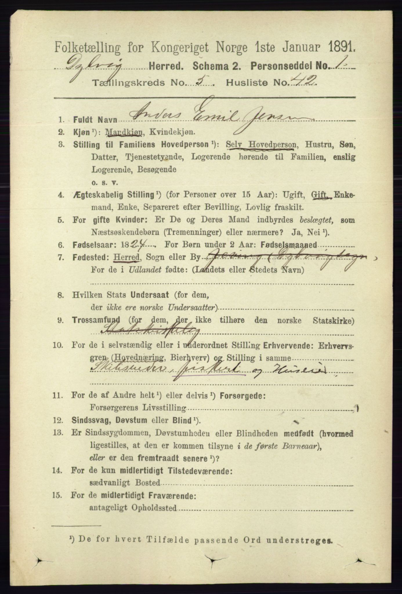 RA, 1891 census for 0915 Dypvåg, 1891, p. 1619