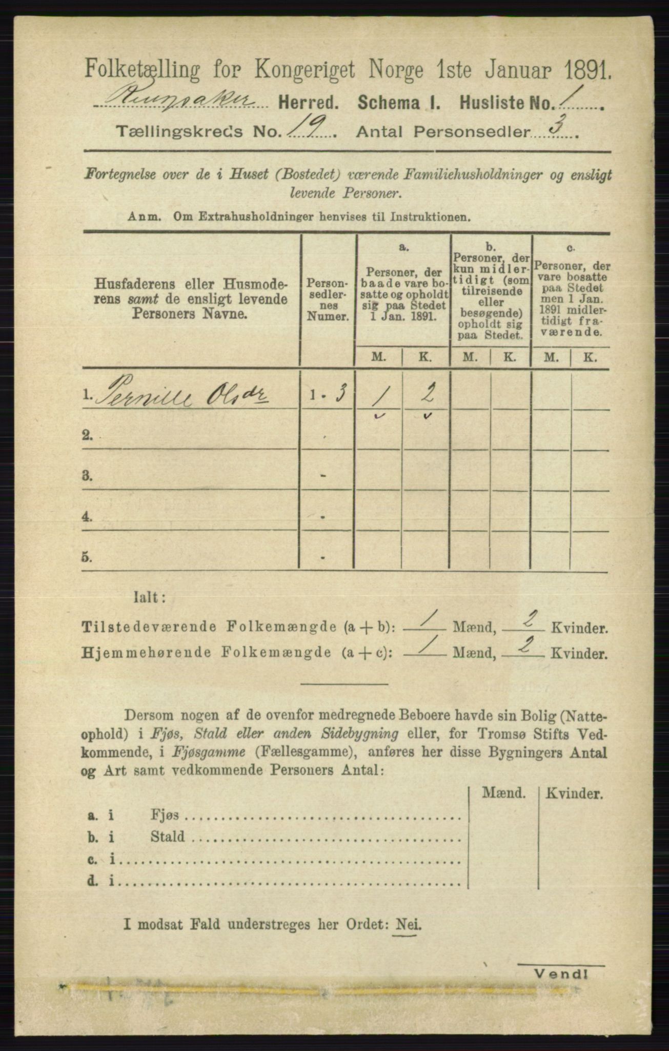 RA, 1891 census for 0412 Ringsaker, 1891, p. 10525