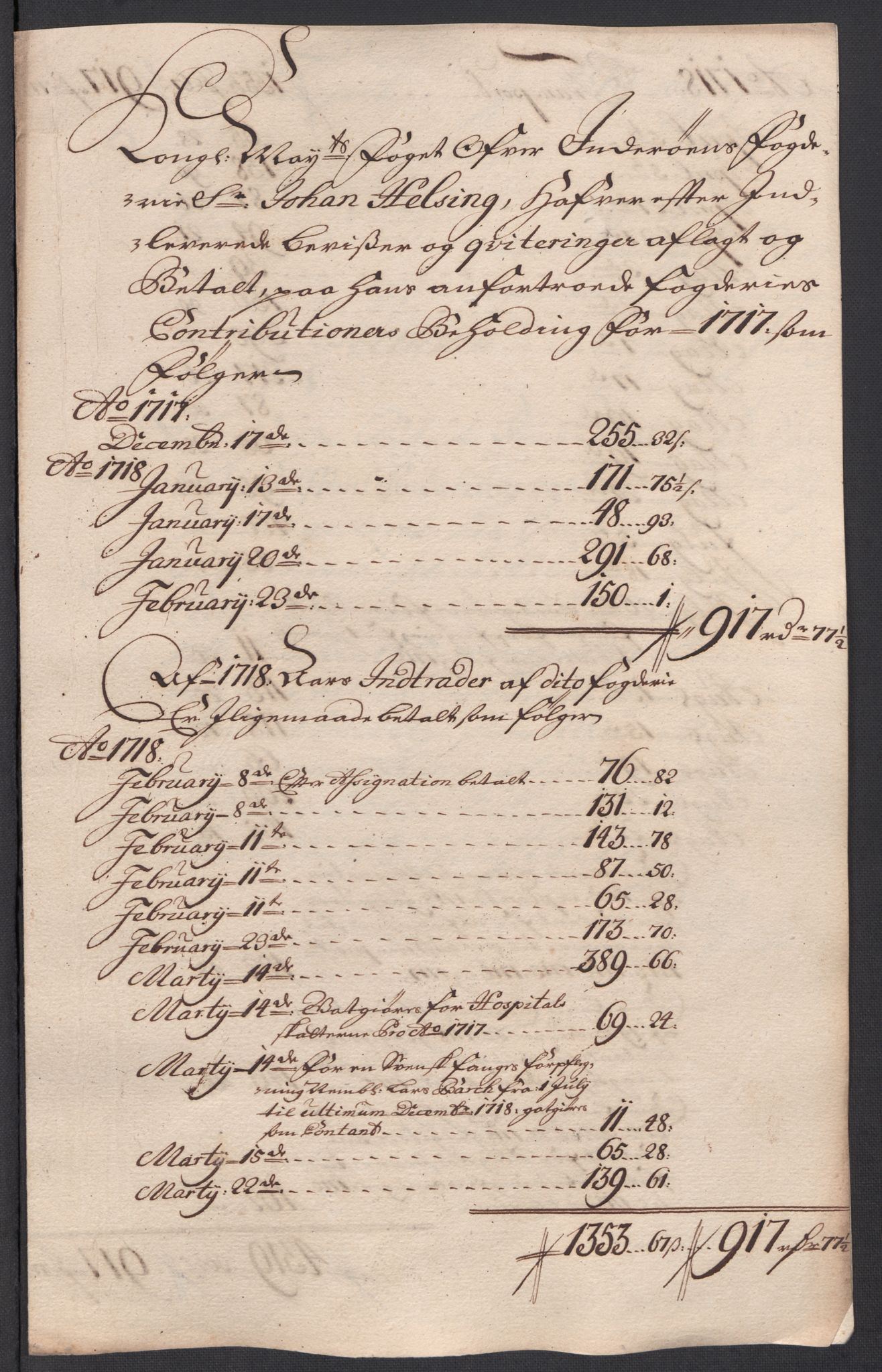 Rentekammeret inntil 1814, Reviderte regnskaper, Fogderegnskap, AV/RA-EA-4092/R63/L4326: Fogderegnskap Inderøy, 1718, p. 284