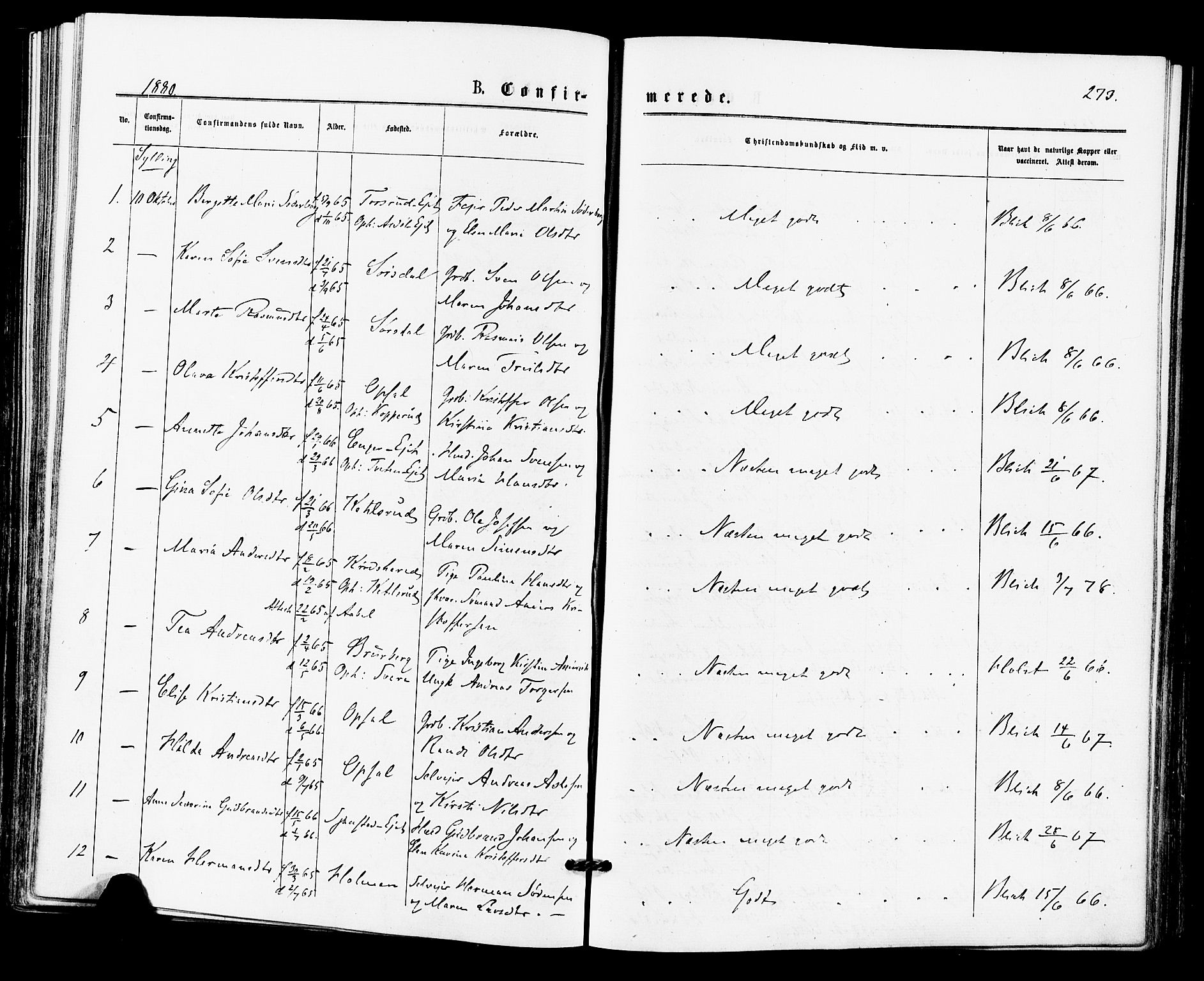 Lier kirkebøker, AV/SAKO-A-230/F/Fa/L0014: Parish register (official) no. I 14, 1875-1882, p. 273