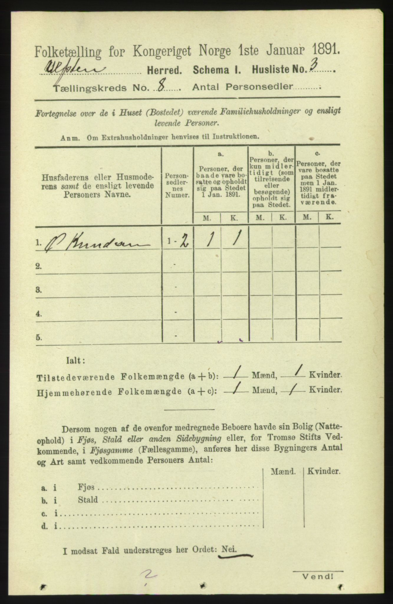 RA, 1891 census for 1516 Ulstein, 1891, p. 2522