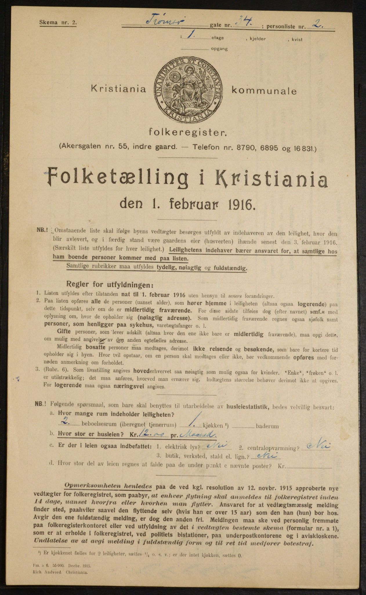 OBA, Municipal Census 1916 for Kristiania, 1916, p. 119149