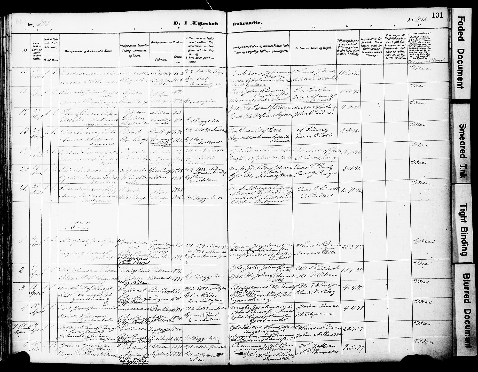 Ministerialprotokoller, klokkerbøker og fødselsregistre - Sør-Trøndelag, AV/SAT-A-1456/681/L0935: Parish register (official) no. 681A13, 1890-1898, p. 131