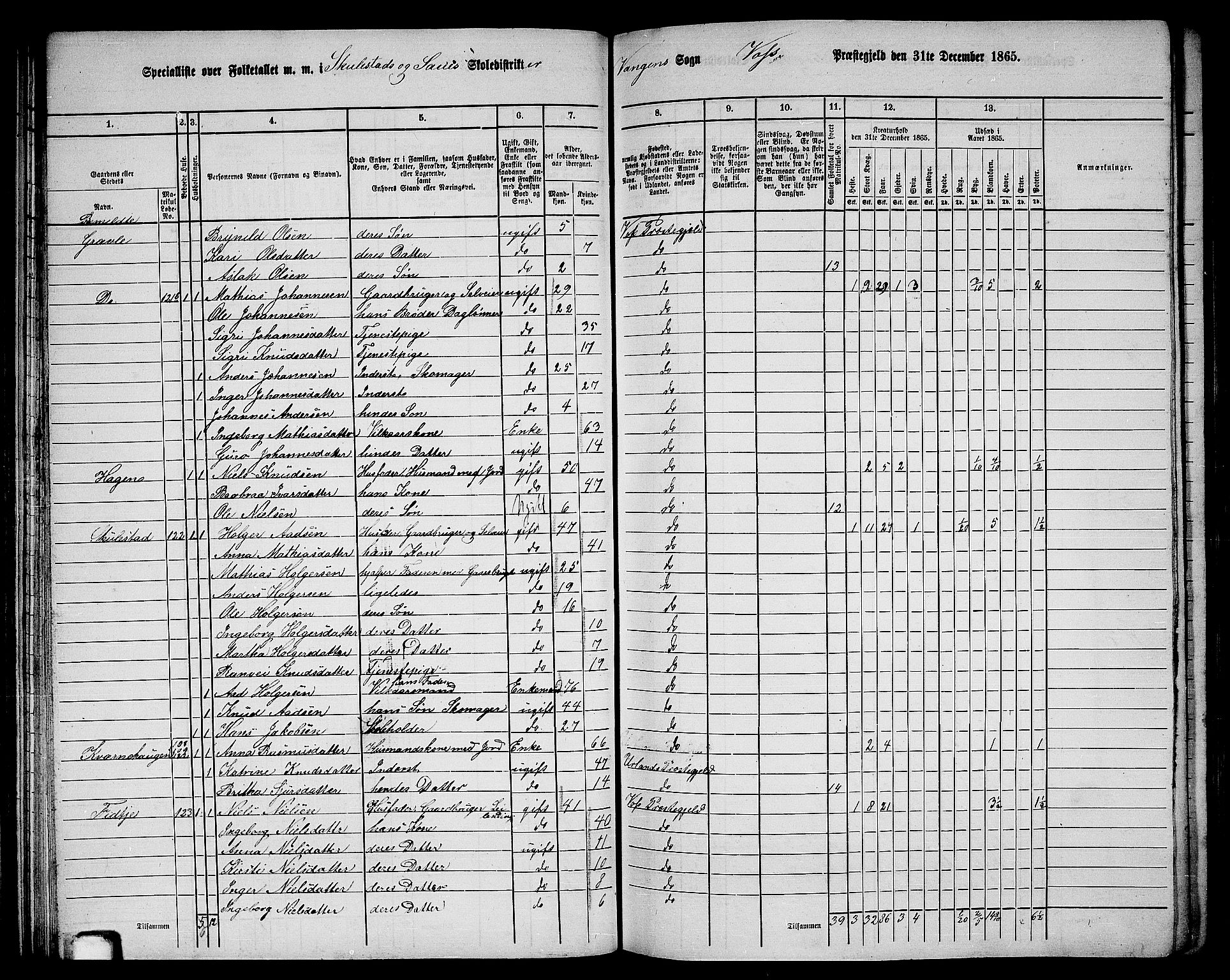 RA, 1865 census for Voss, 1865, p. 72