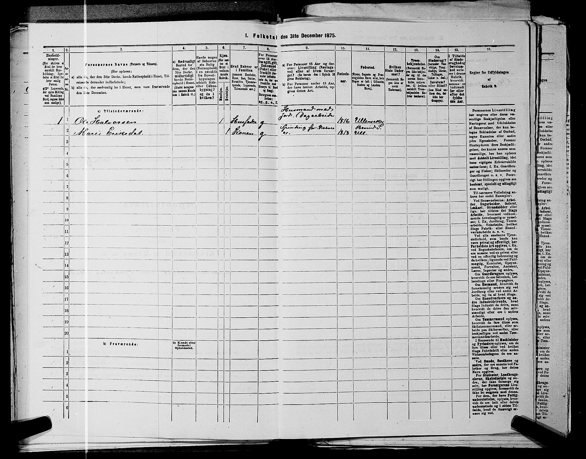 RA, 1875 census for 0235P Ullensaker, 1875, p. 1849