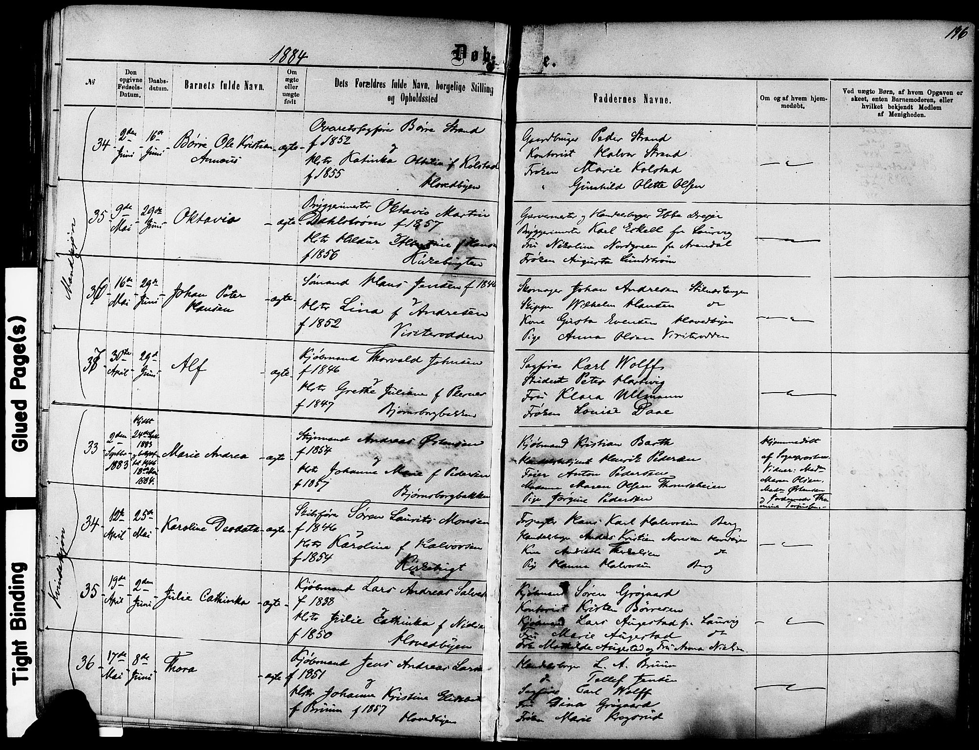 Kragerø kirkebøker, SAKO/A-278/F/Fa/L0011: Parish register (official) no. 11, 1875-1886, p. 196