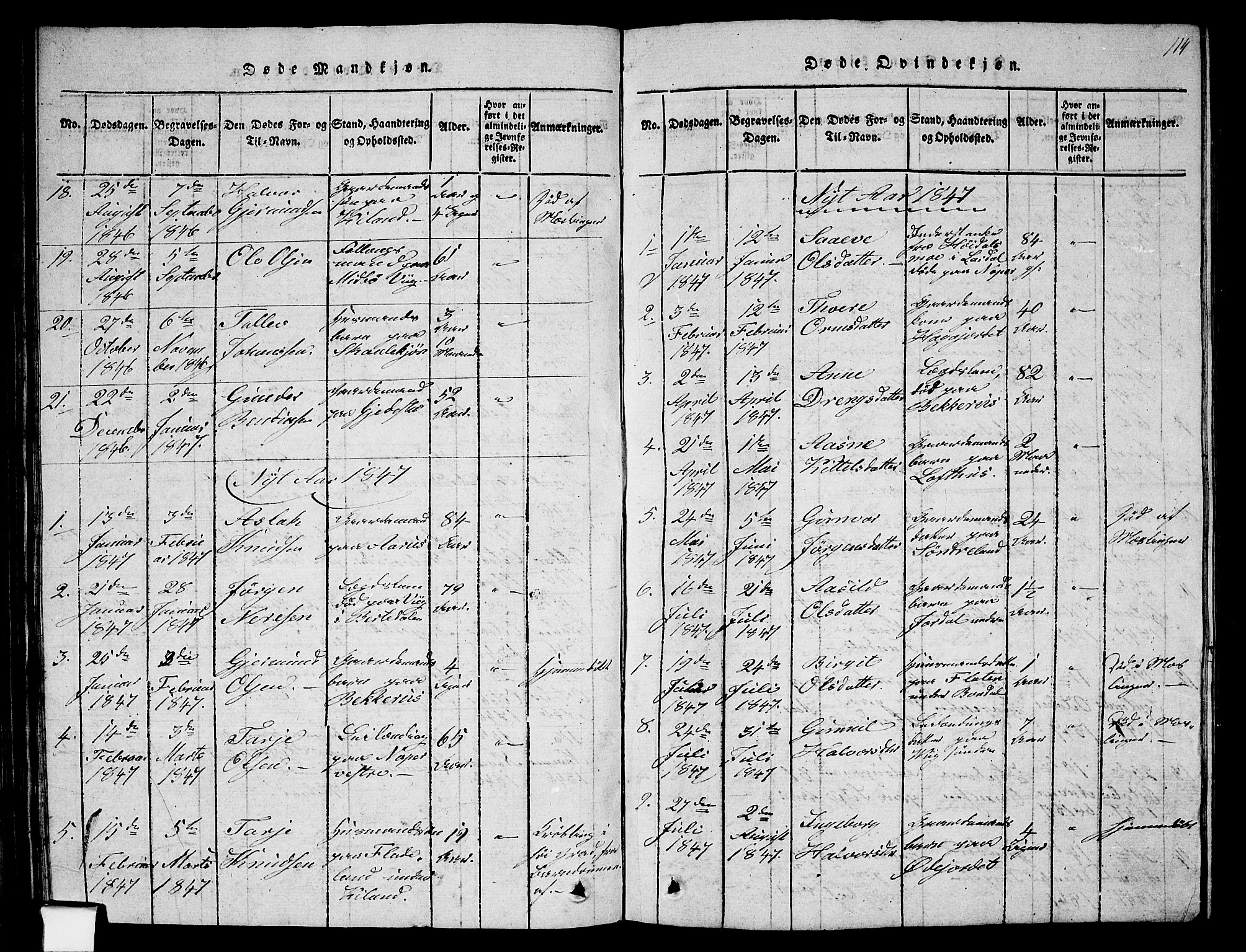 Fyresdal kirkebøker, SAKO/A-263/G/Ga/L0002: Parish register (copy) no. I 2, 1815-1857, p. 114