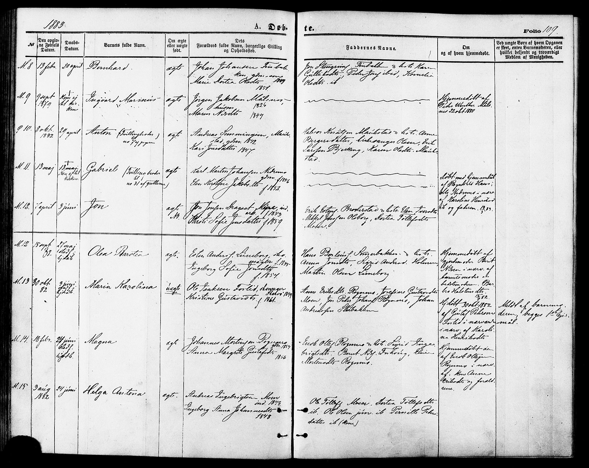 Målselv sokneprestembete, AV/SATØ-S-1311/G/Ga/Gaa/L0005kirke: Parish register (official) no. 5, 1872-1884, p. 109