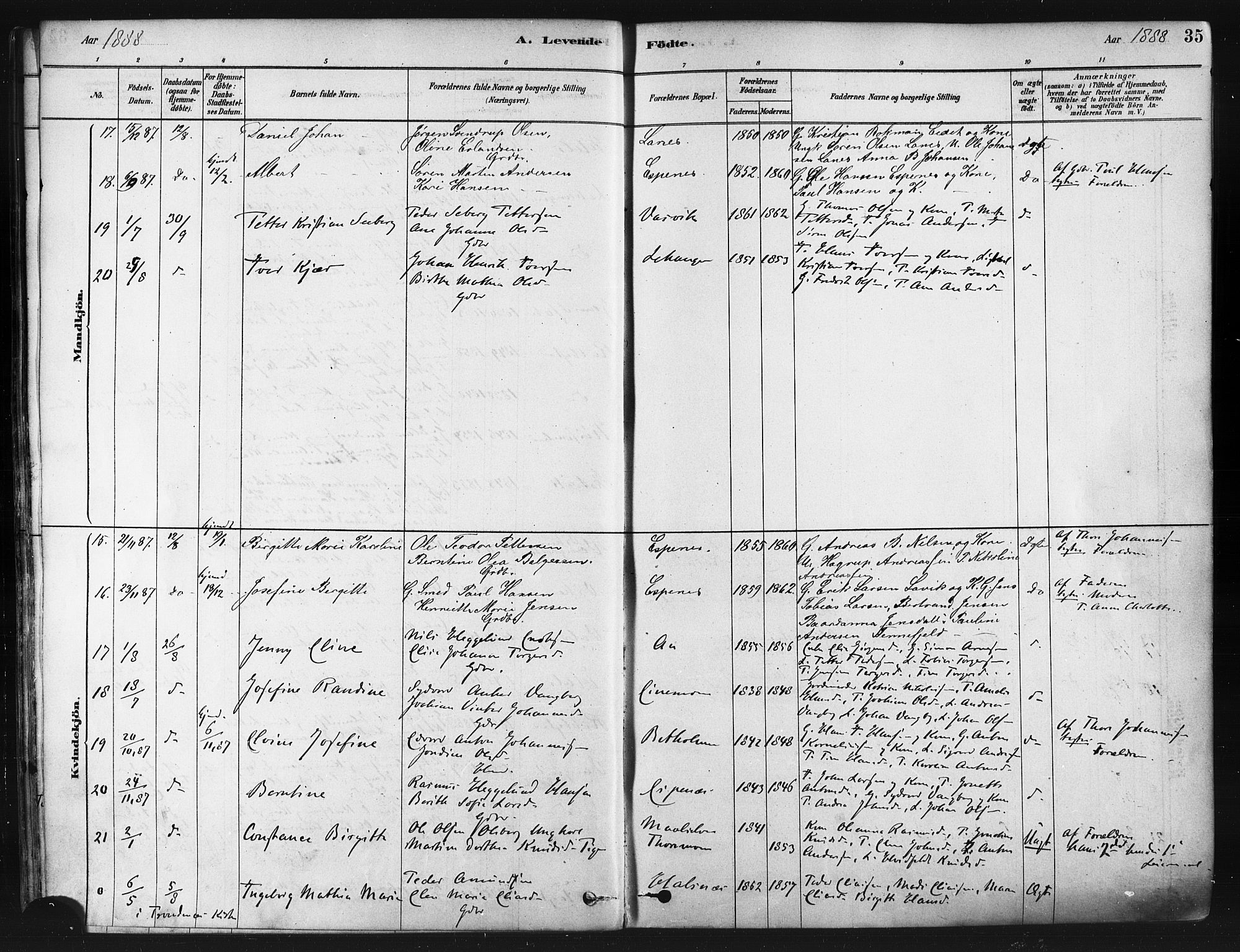 Tranøy sokneprestkontor, SATØ/S-1313/I/Ia/Iaa/L0009kirke: Parish register (official) no. 9, 1878-1904, p. 35