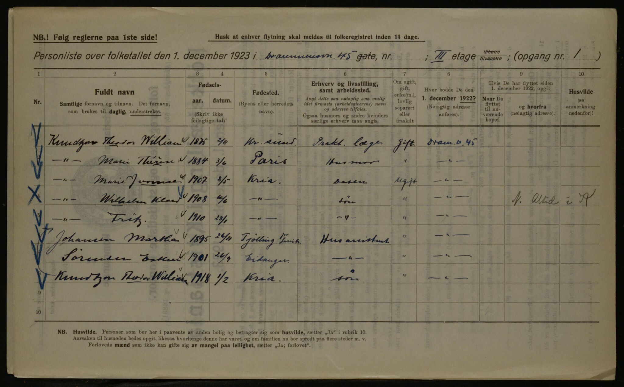 OBA, Municipal Census 1923 for Kristiania, 1923, p. 18554