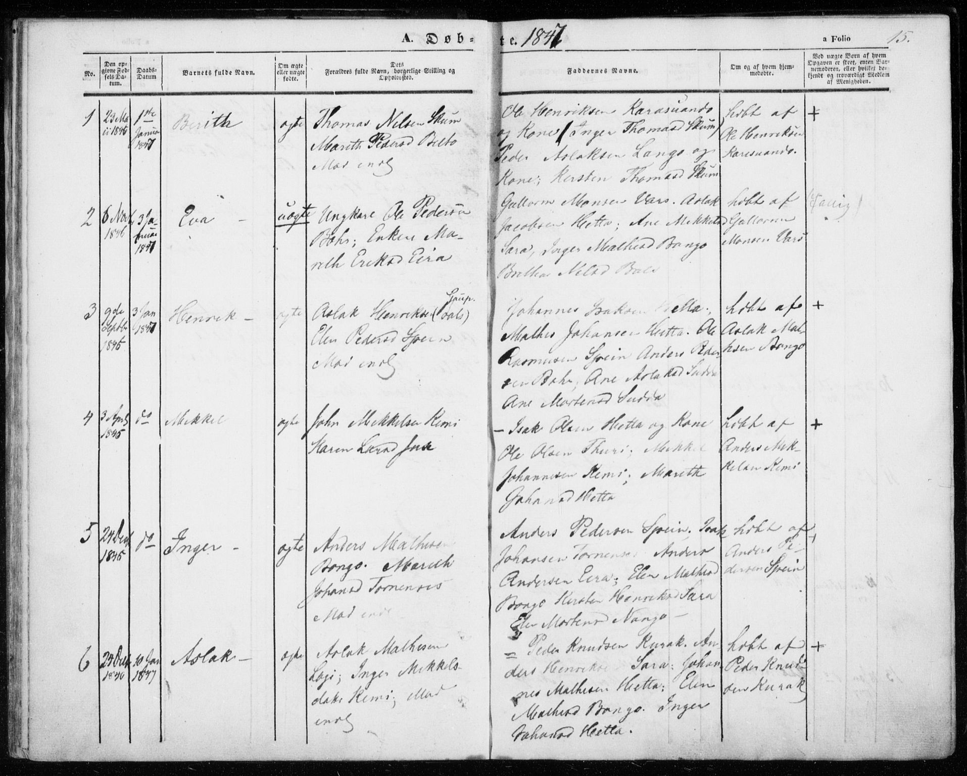 Kautokeino sokneprestembete, SATØ/S-1340/H/Ha/L0002.kirke: Parish register (official) no. 2, 1843-1861, p. 15