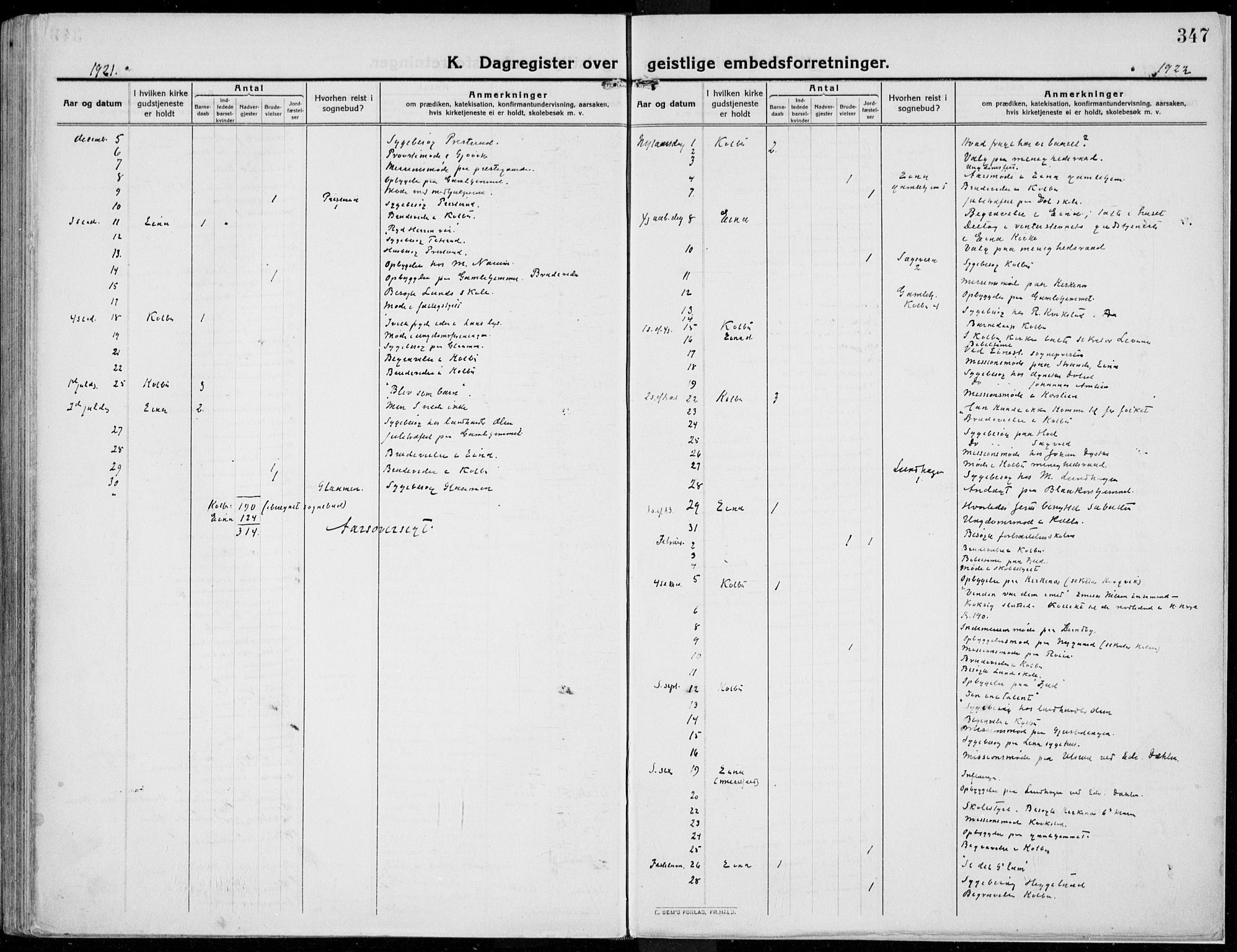 Kolbu prestekontor, SAH/PREST-110/H/Ha/Haa/L0002: Parish register (official) no. 2, 1912-1926, p. 347