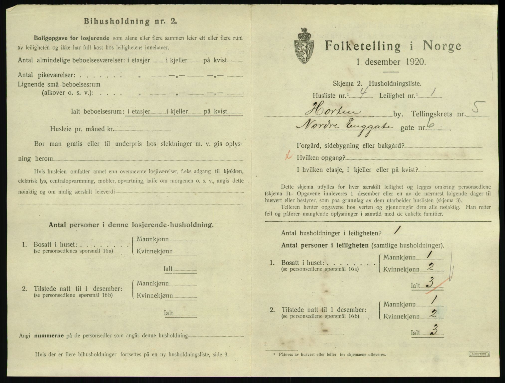 SAKO, 1920 census for Horten, 1920, p. 5639