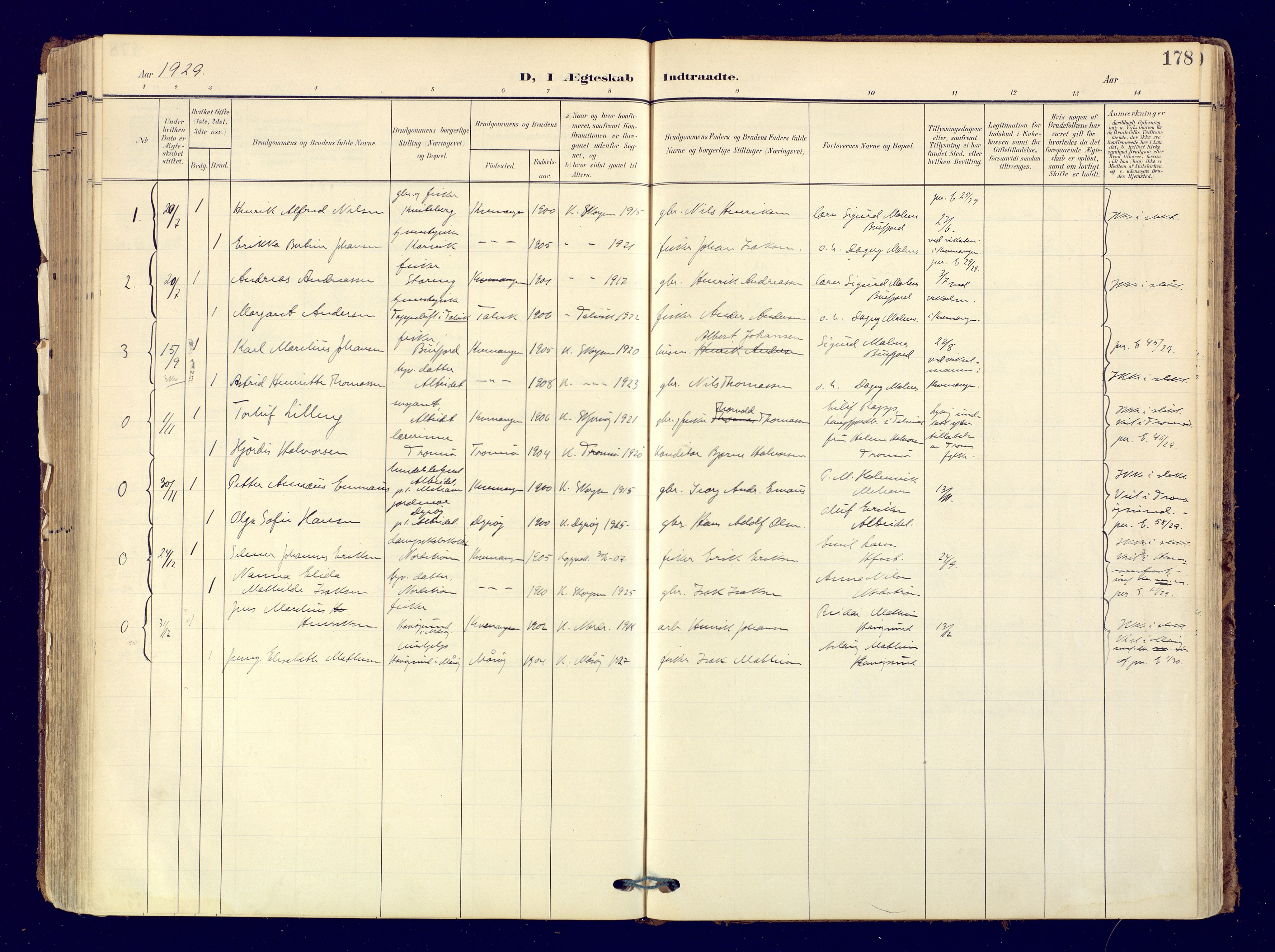 Skjervøy sokneprestkontor, SATØ/S-1300/H/Ha/Haa: Parish register (official) no. 19, 1908-1936, p. 178