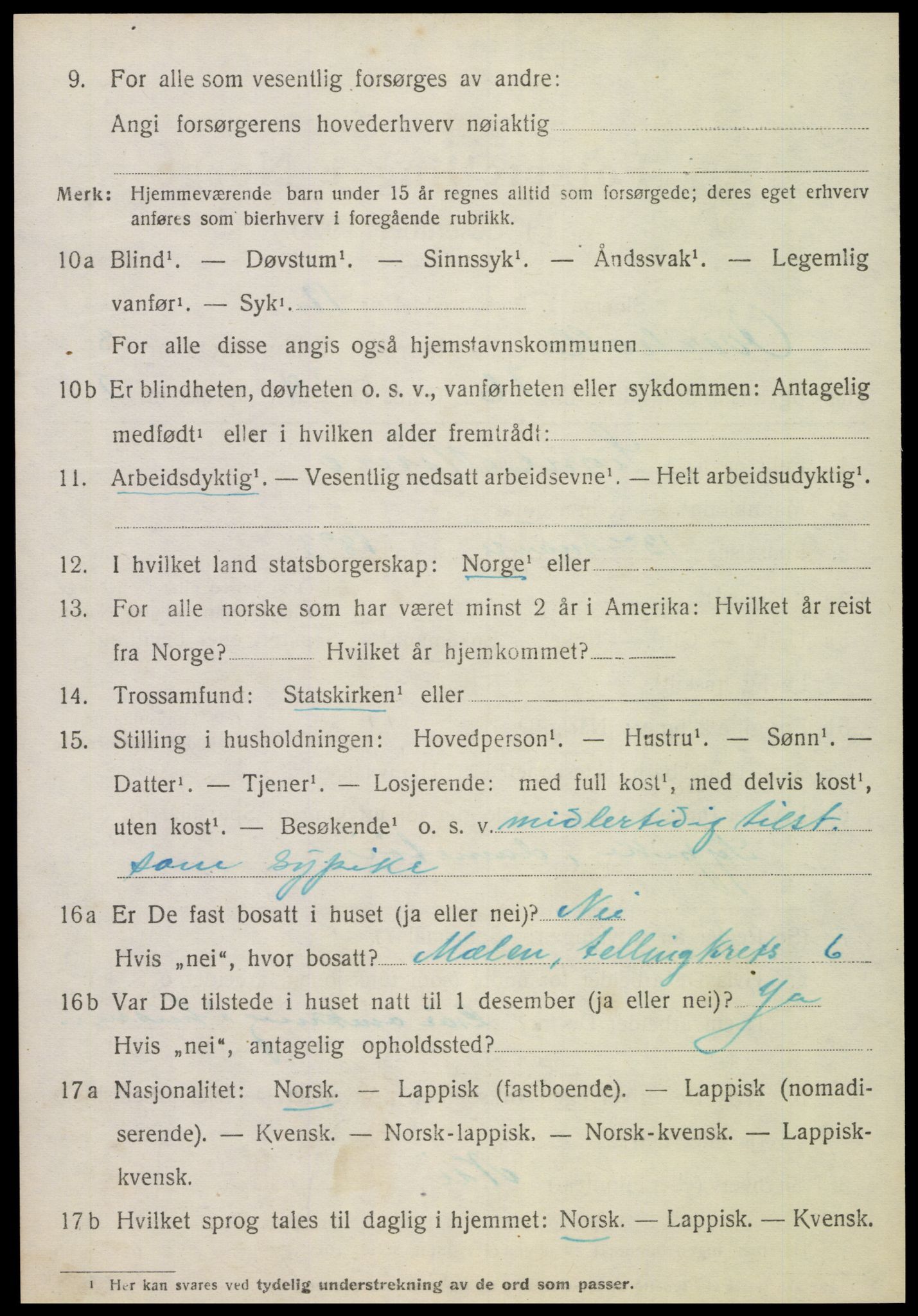 SAT, 1920 census for Overhalla, 1920, p. 5775