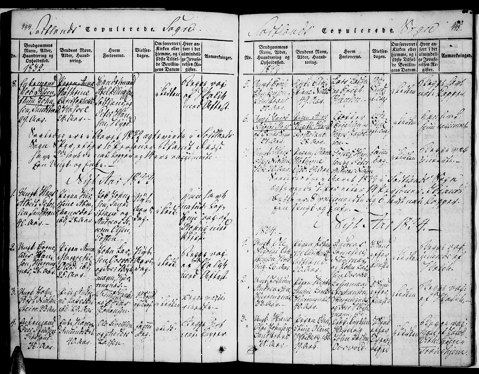 Ministerialprotokoller, klokkerbøker og fødselsregistre - Nordland, SAT/A-1459/888/L1237: Parish register (official) no. 888A05 /2, 1820-1836, p. 444-445