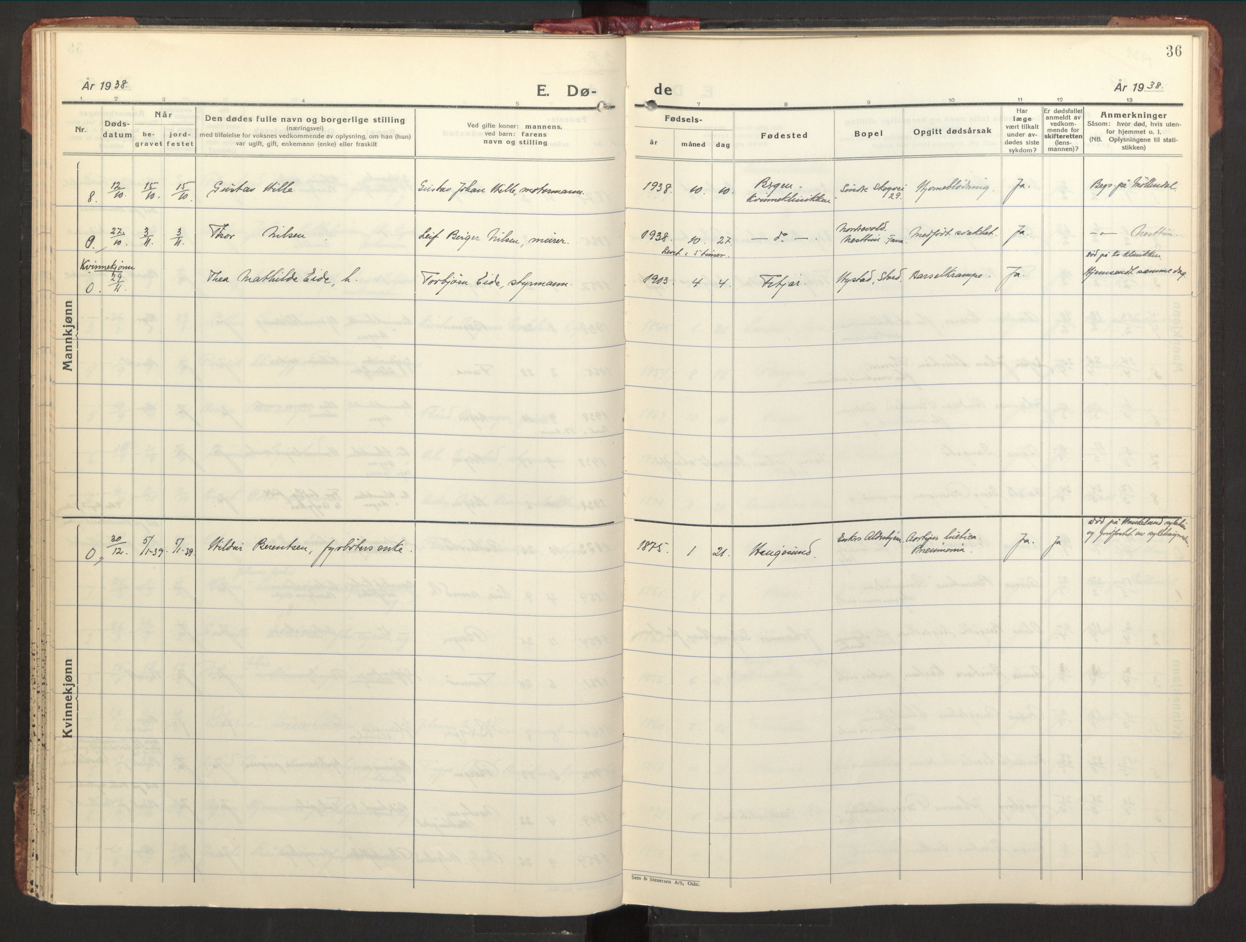 St. Jørgens hospital og Årstad sokneprestembete, AV/SAB-A-99934: Parish register (official) no. A 15, 1936-1953, p. 36