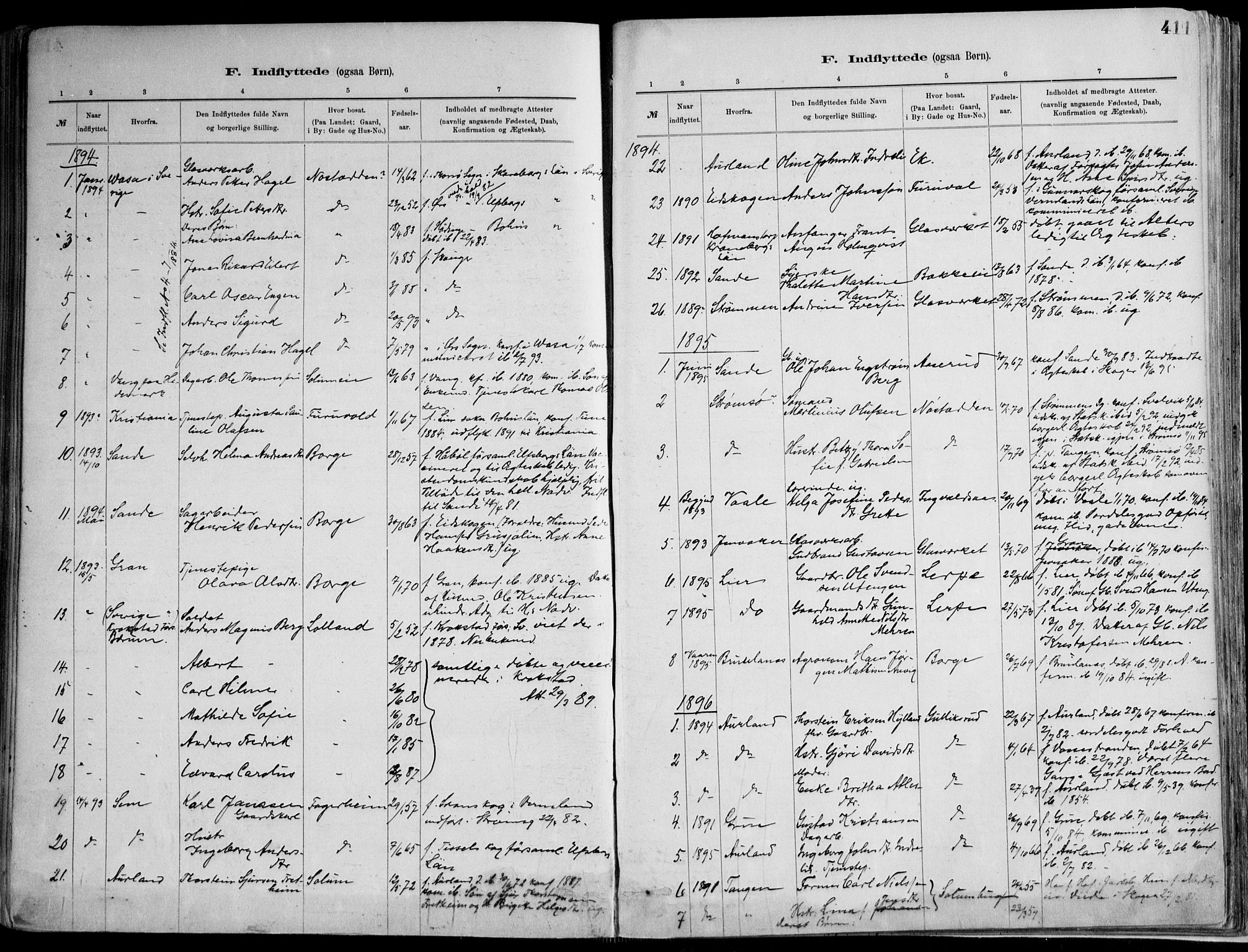 Skoger kirkebøker, SAKO/A-59/F/Fa/L0006: Parish register (official) no. I 6, 1885-1910, p. 411