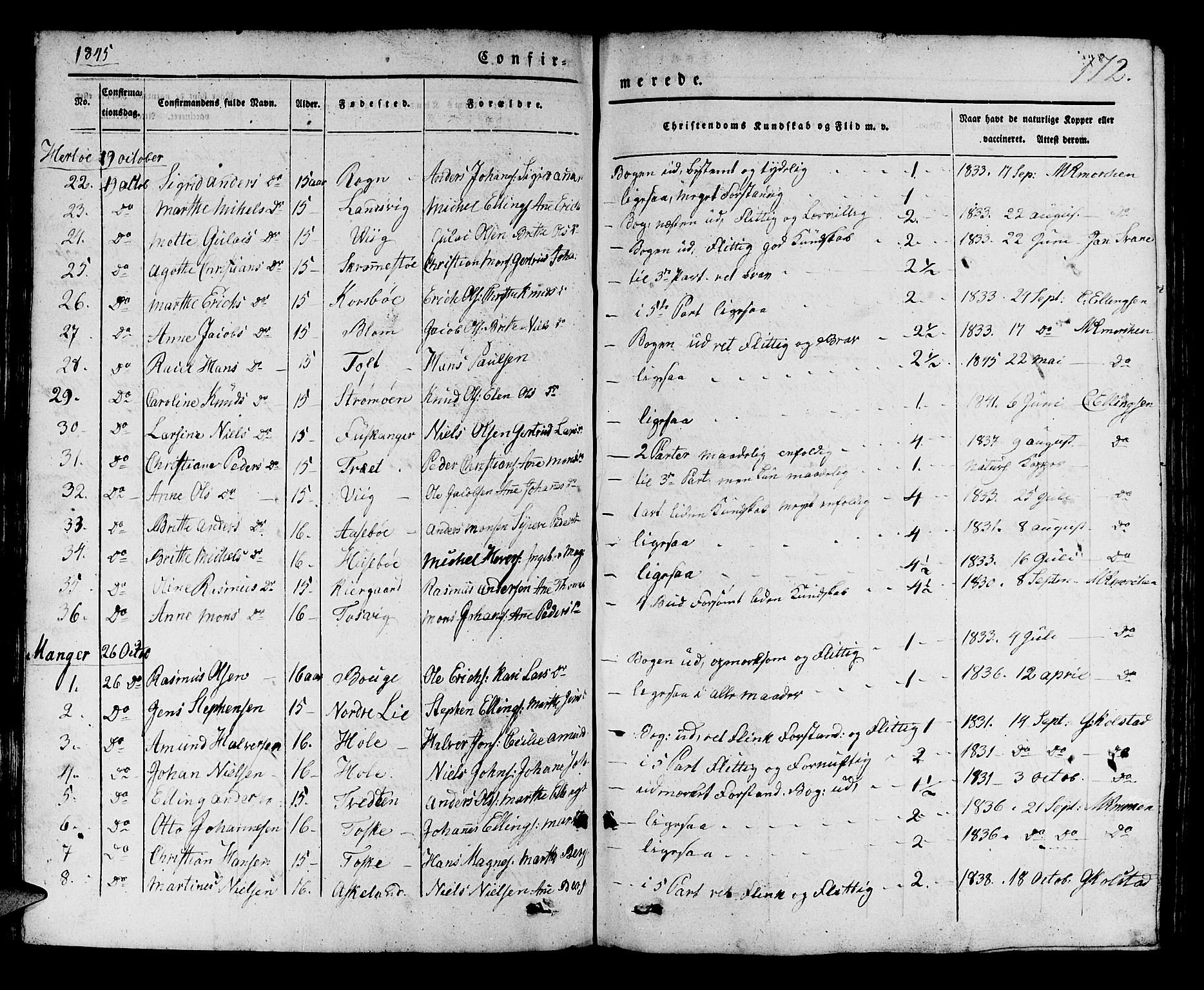 Manger sokneprestembete, AV/SAB-A-76801/H/Haa: Parish register (official) no. A 5, 1839-1848, p. 172