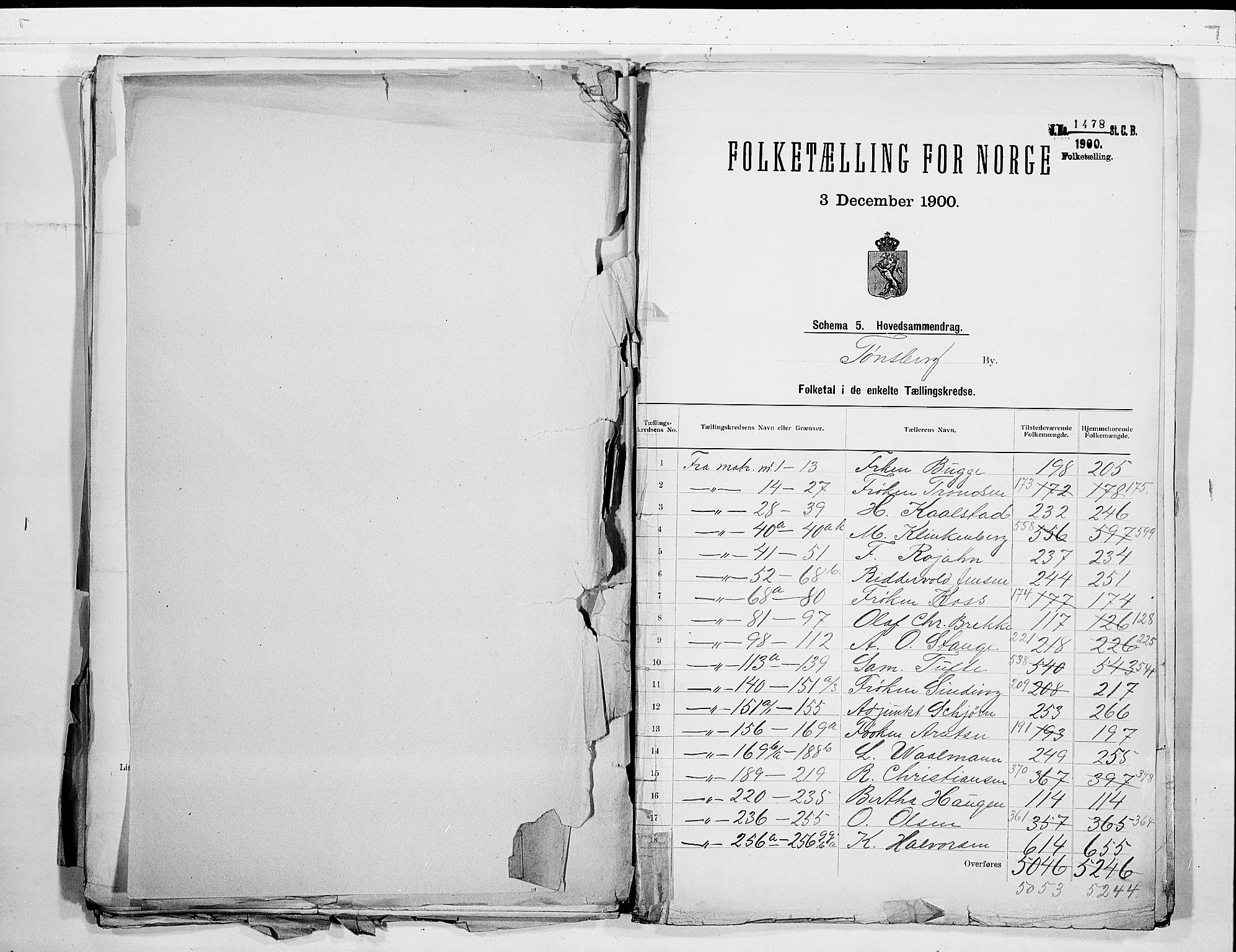 RA, 1900 census for Tønsberg, 1900, p. 2