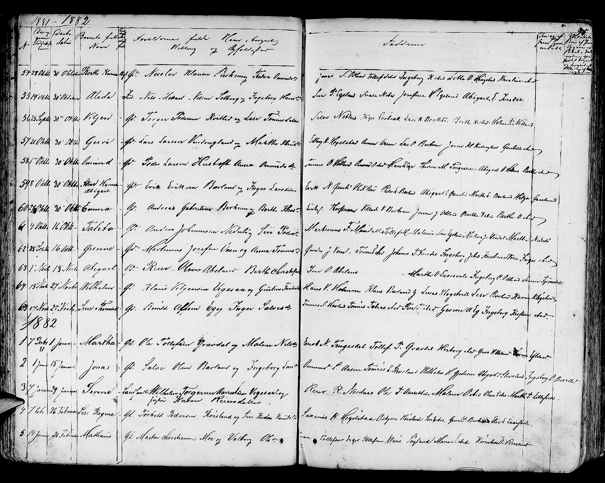 Helleland sokneprestkontor, SAST/A-101810: Parish register (copy) no. B 3, 1847-1886, p. 95