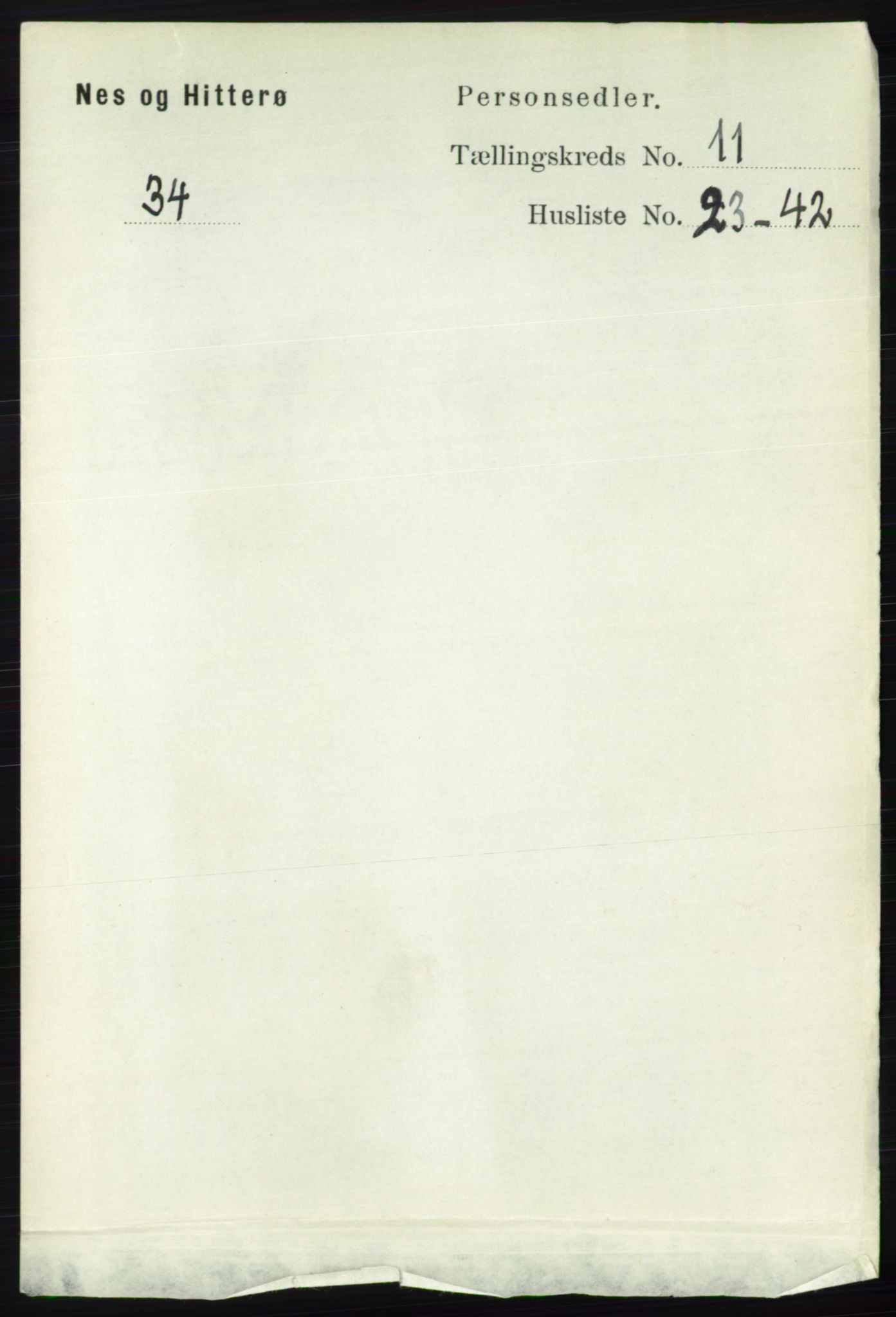RA, 1891 census for 1043 Hidra og Nes, 1891, p. 4599
