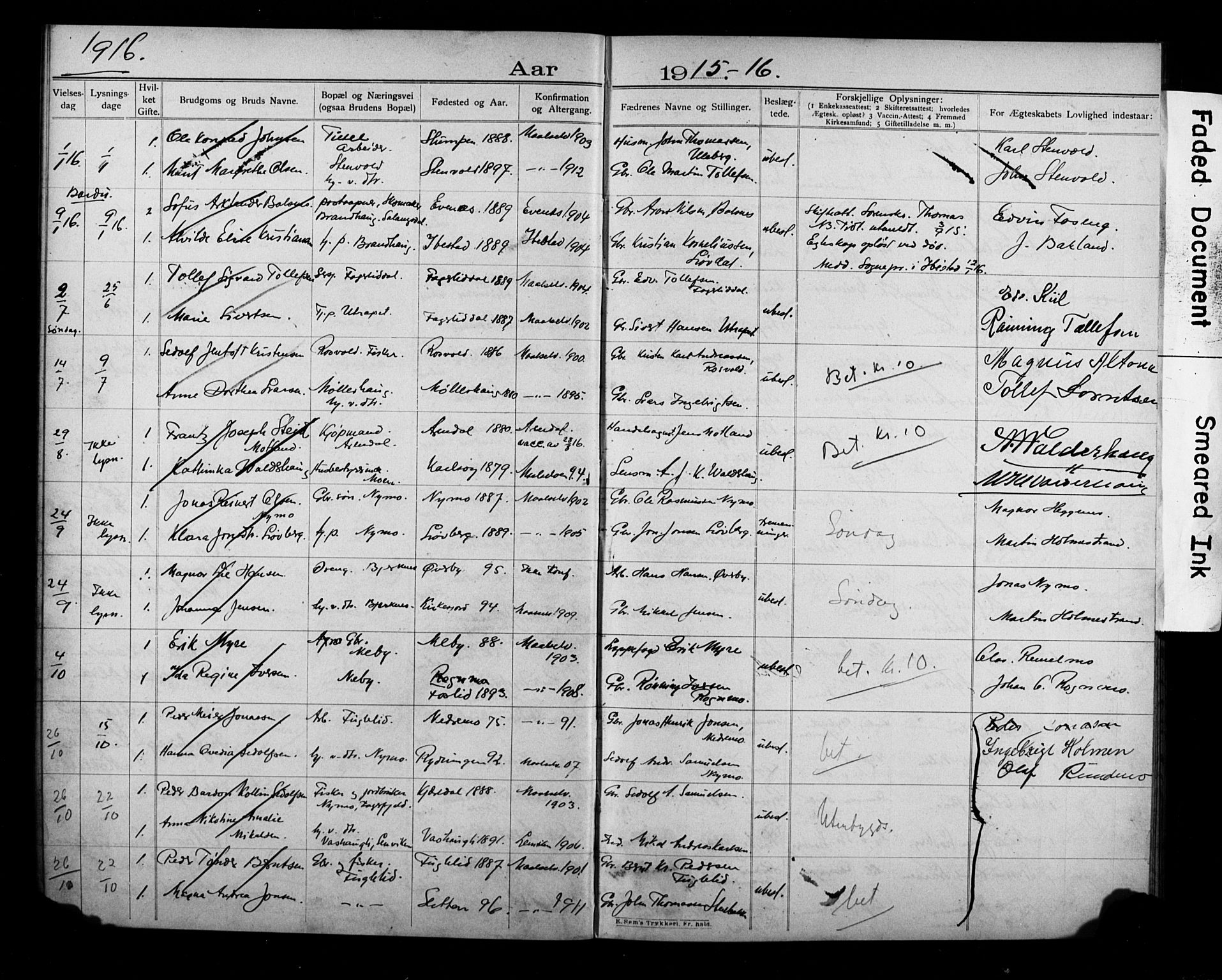 Målselv sokneprestembete, SATØ/S-1311/I/Id/L0040: Banns register no. 40, 1906-1918