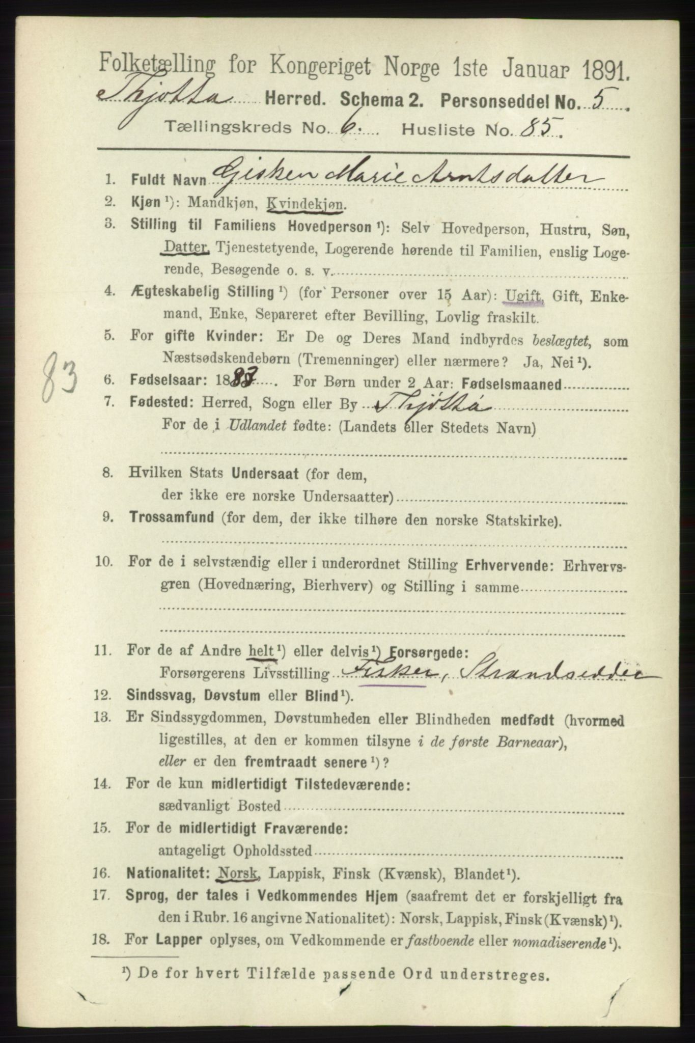 RA, 1891 census for 1817 Tjøtta, 1891, p. 3517