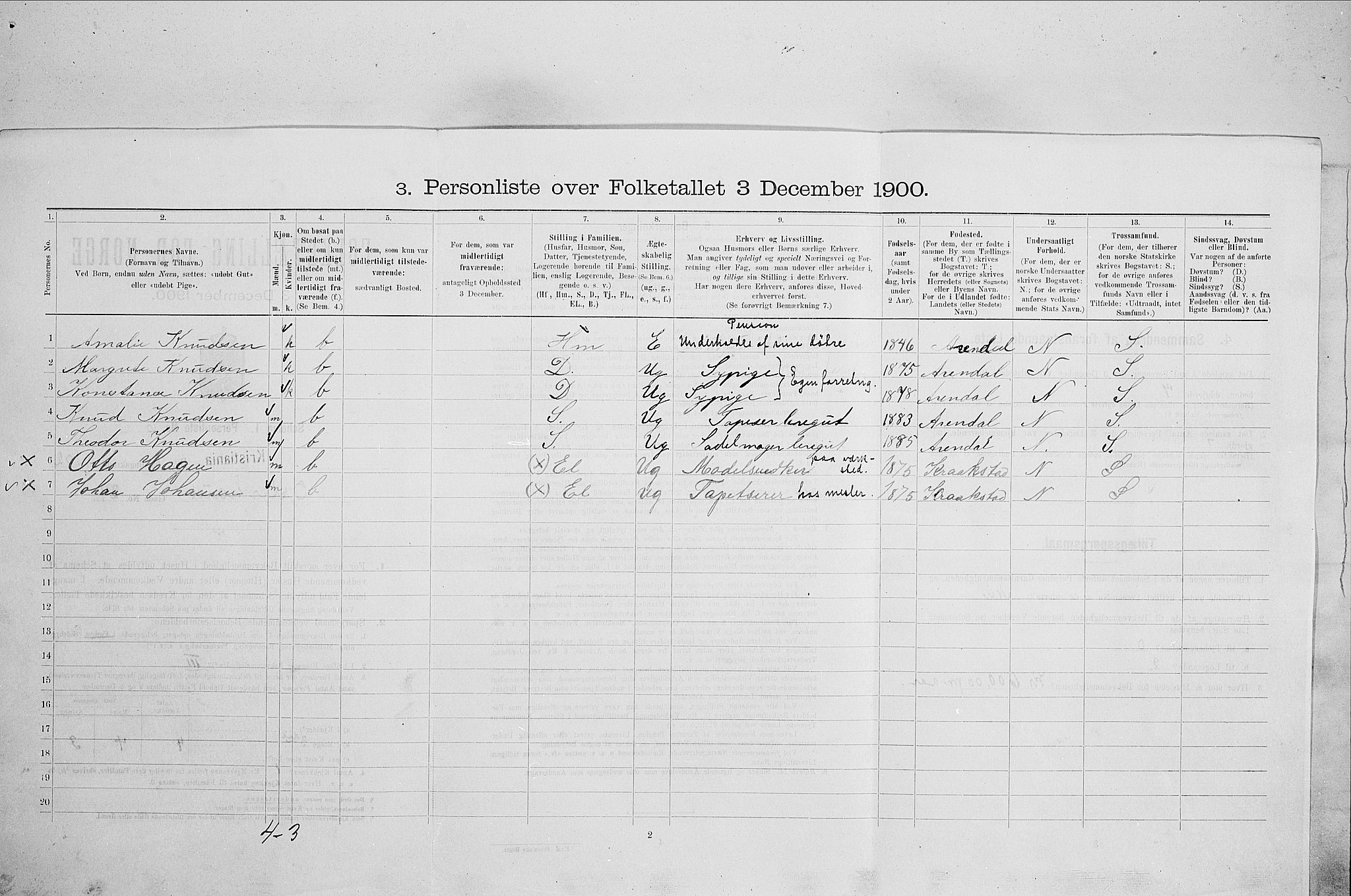 SAO, 1900 census for Kristiania, 1900, p. 70104