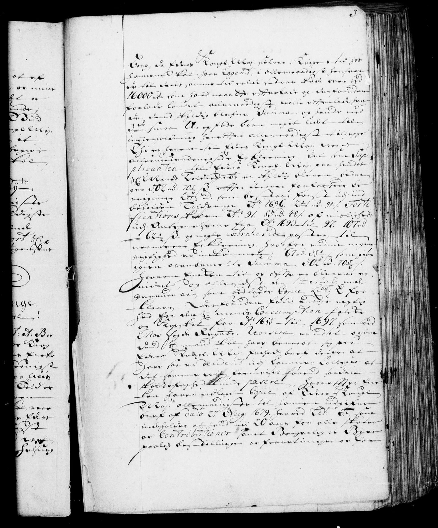 Rentekammeret, Kammerkanselliet, RA/EA-3111/G/Gf/Gfa/L0001: Resolusjonsprotokoll med register (merket RK 52.1), 1695-1706, p. 3