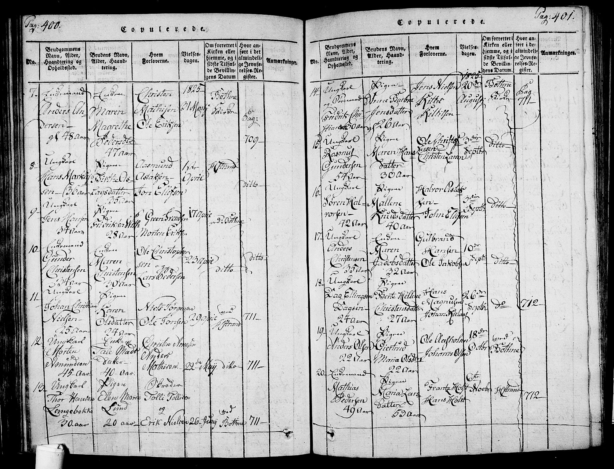 Holmestrand kirkebøker, SAKO/A-346/F/Fa/L0001: Parish register (official) no. 1, 1814-1840, p. 400-401