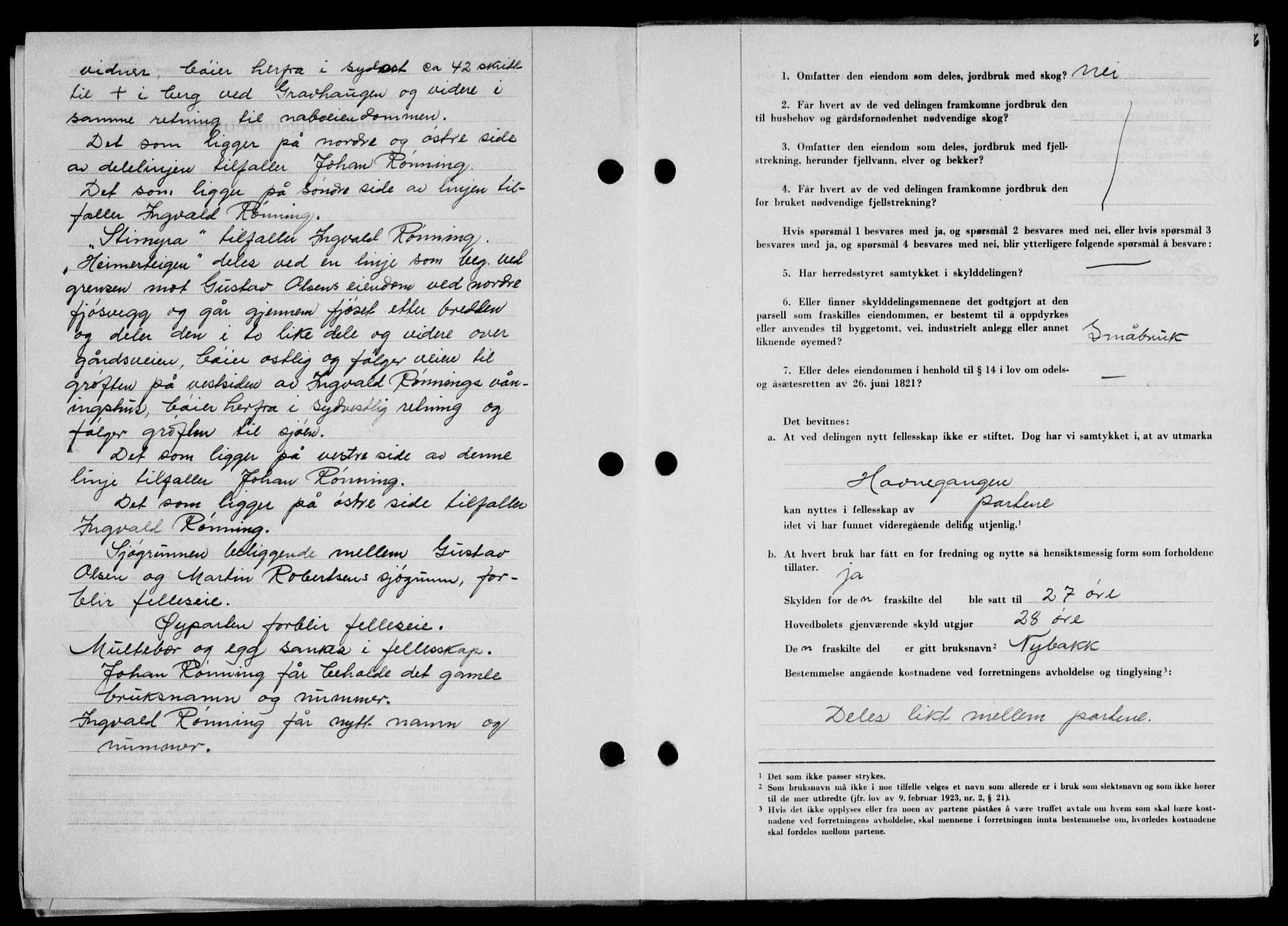 Lofoten sorenskriveri, SAT/A-0017/1/2/2C/L0014a: Mortgage book no. 14a, 1946-1946, Diary no: : 1394/1946
