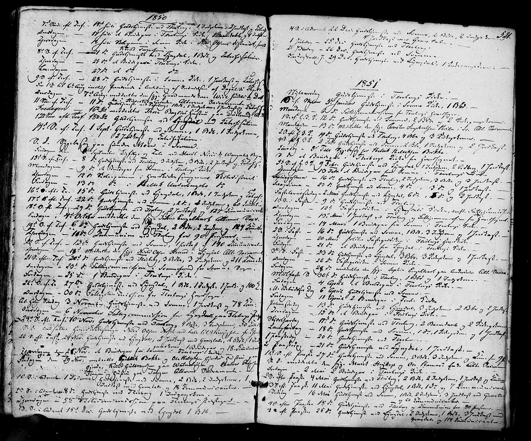 Flesberg kirkebøker, SAKO/A-18/F/Fa/L0006: Parish register (official) no. I 6, 1834-1860, p. 521