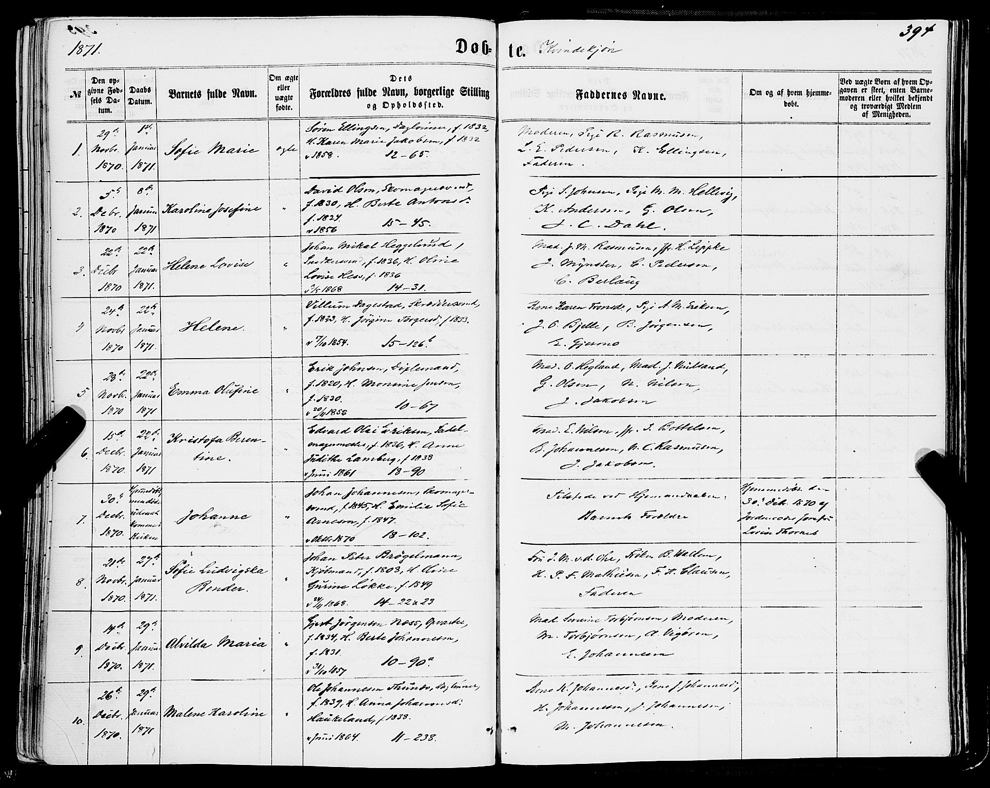 Domkirken sokneprestembete, SAB/A-74801/H/Haa/L0021: Parish register (official) no. B 4, 1859-1871, p. 394
