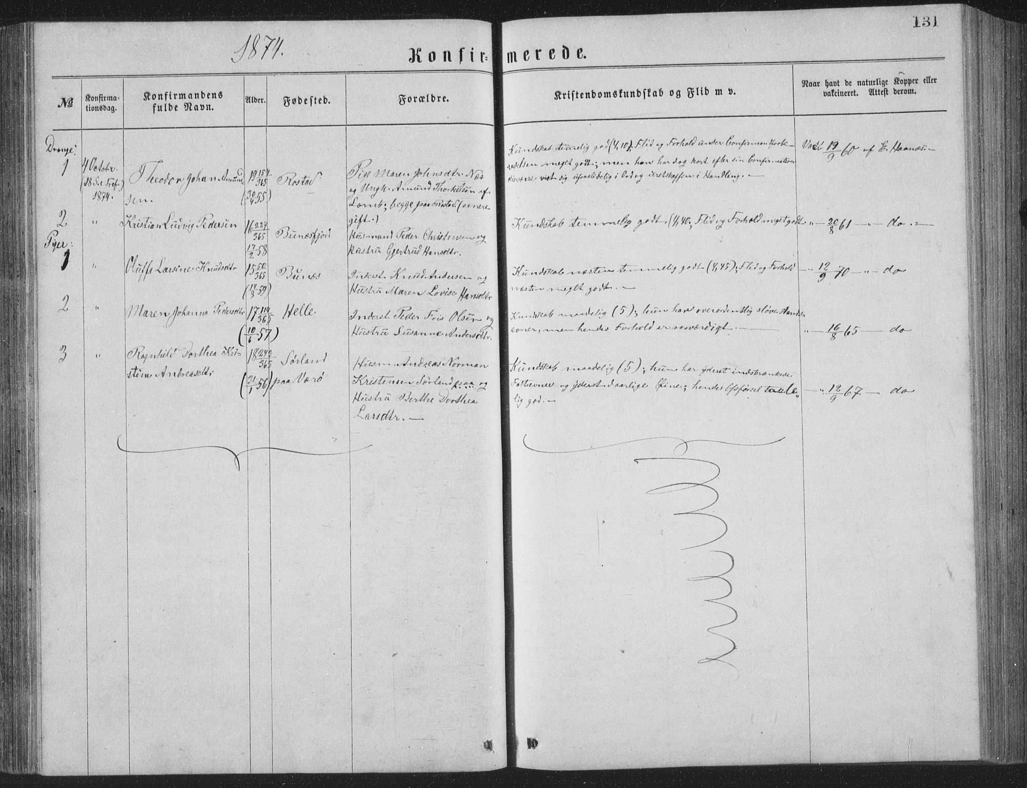 Ministerialprotokoller, klokkerbøker og fødselsregistre - Nordland, AV/SAT-A-1459/886/L1225: Parish register (copy) no. 886C02, 1874-1896, p. 131