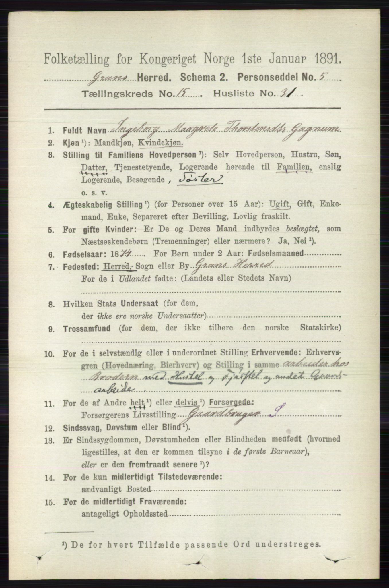 RA, 1891 census for 0534 Gran, 1891, p. 7773