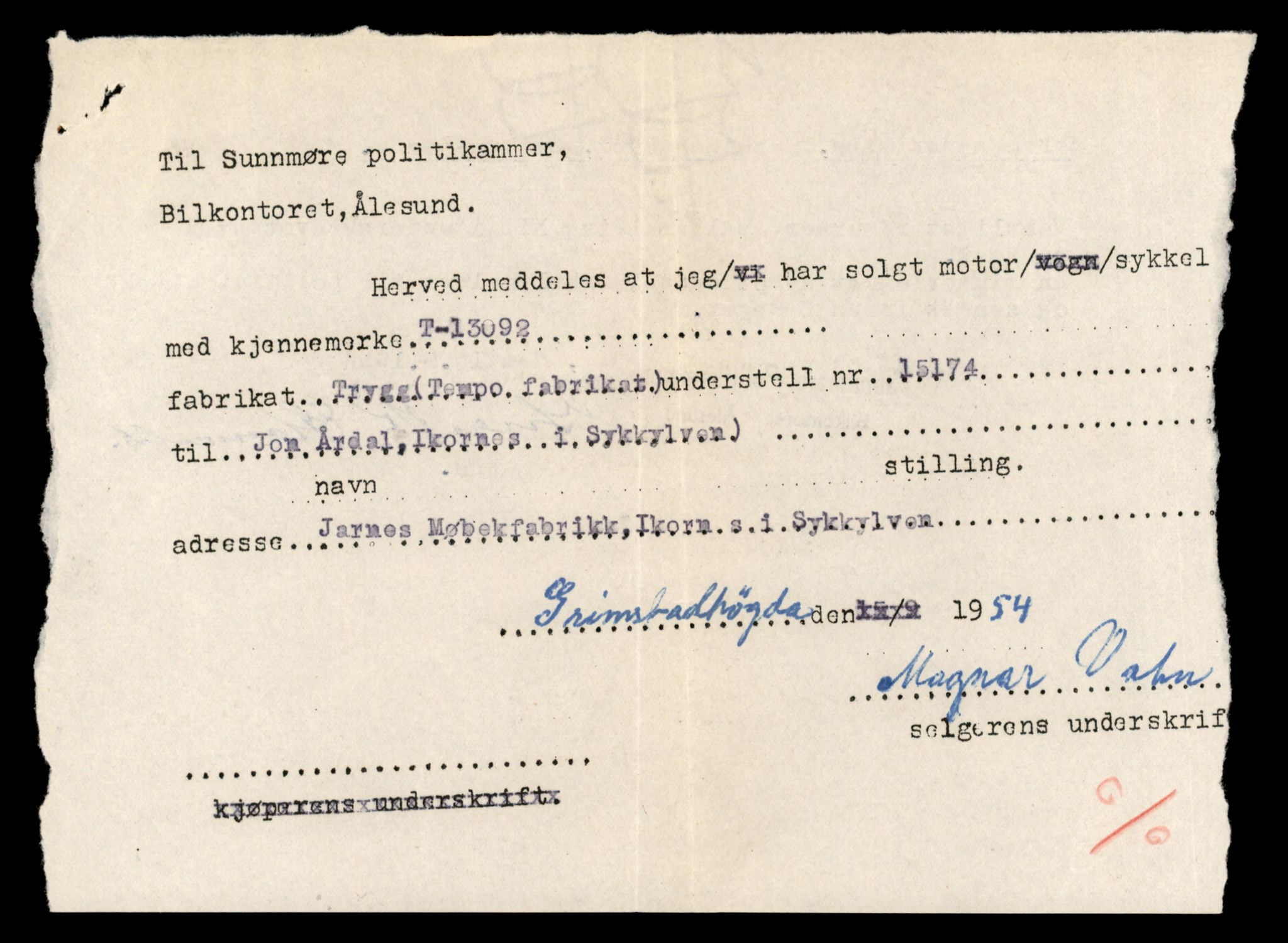 Møre og Romsdal vegkontor - Ålesund trafikkstasjon, AV/SAT-A-4099/F/Fe/L0037: Registreringskort for kjøretøy T 13031 - T 13179, 1927-1998, p. 1233