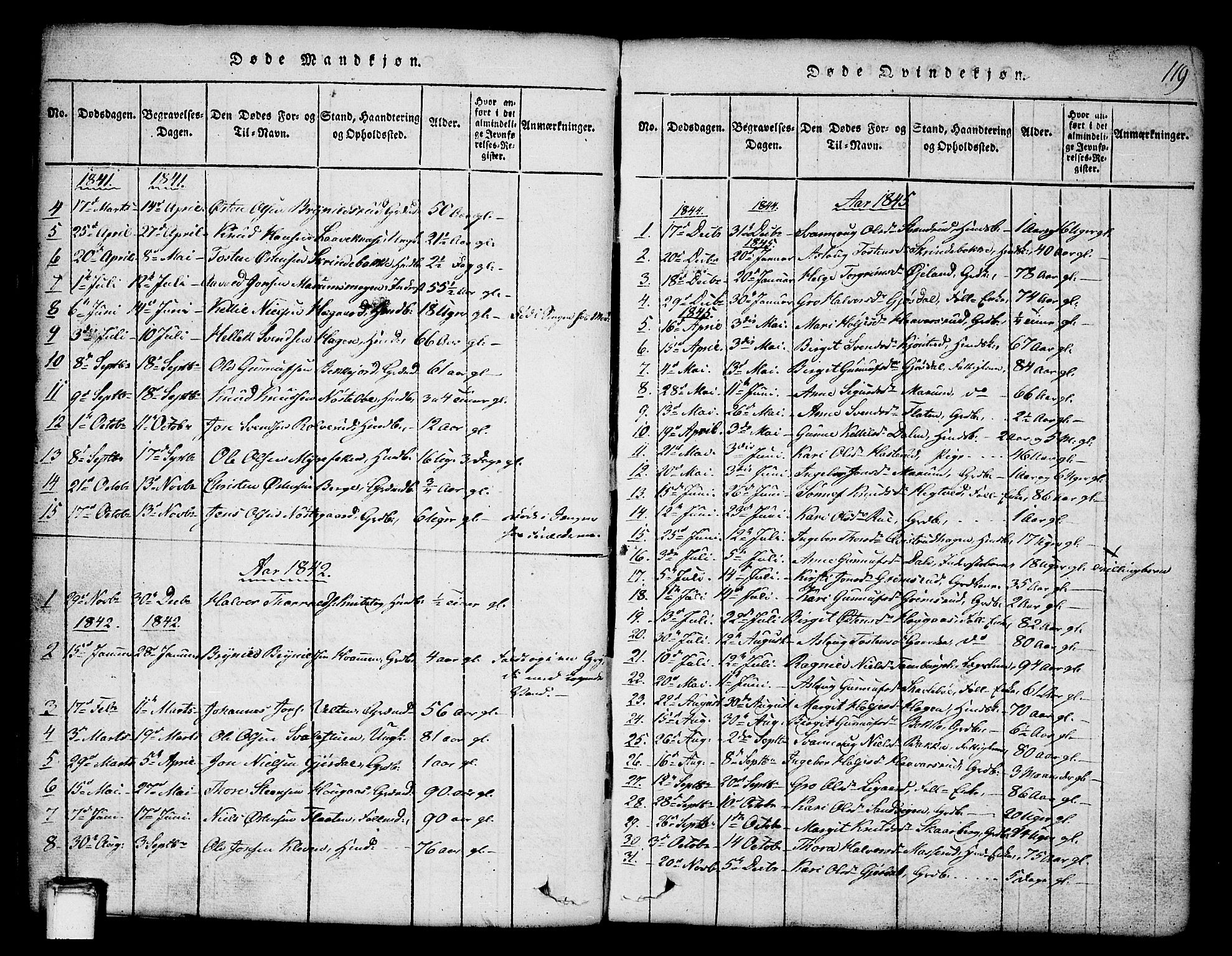 Tinn kirkebøker, AV/SAKO-A-308/G/Ga/L0001: Parish register (copy) no. I 1, 1815-1850, p. 119