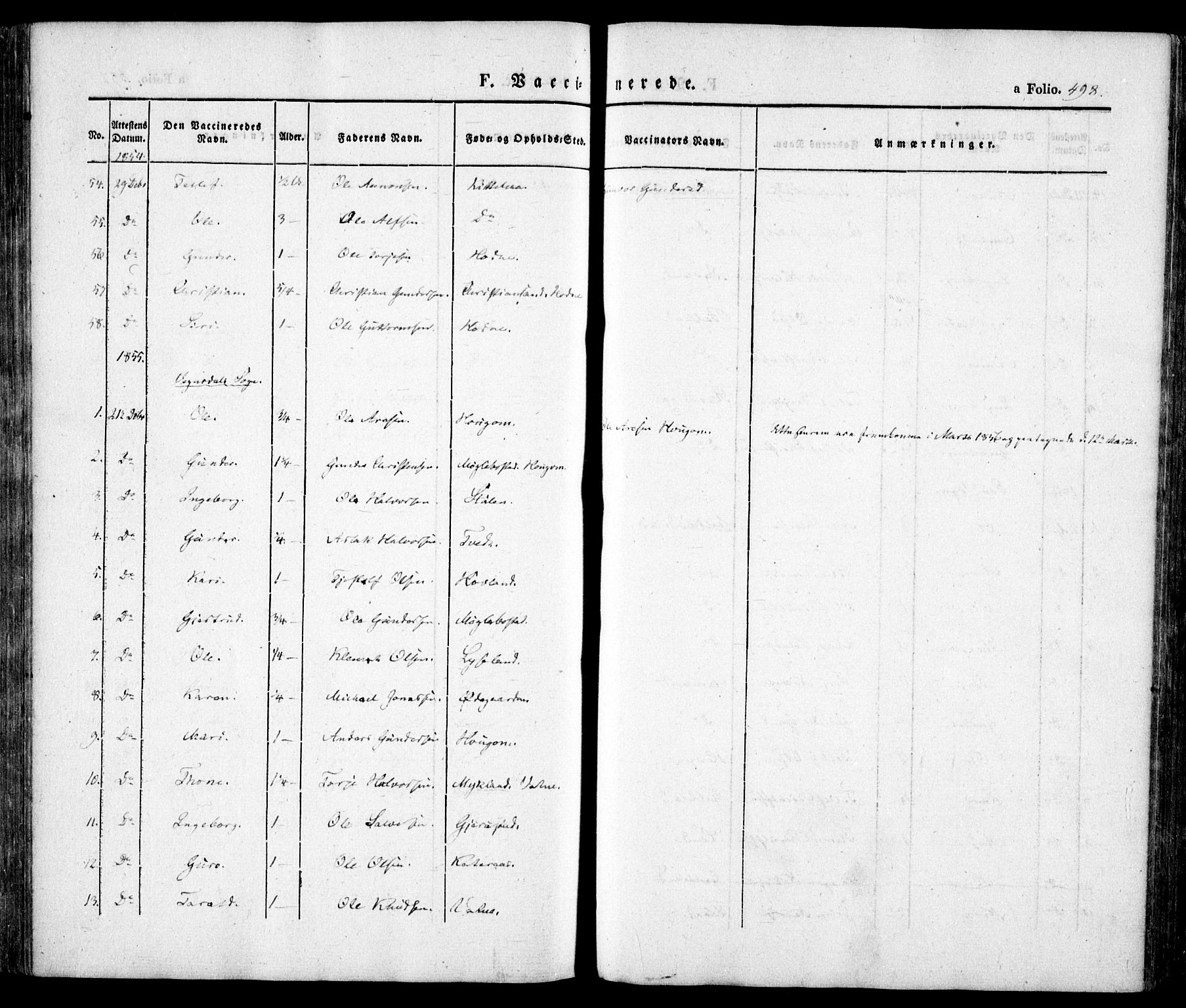 Evje sokneprestkontor, SAK/1111-0008/F/Fa/Faa/L0005: Parish register (official) no. A 5, 1843-1865, p. 498