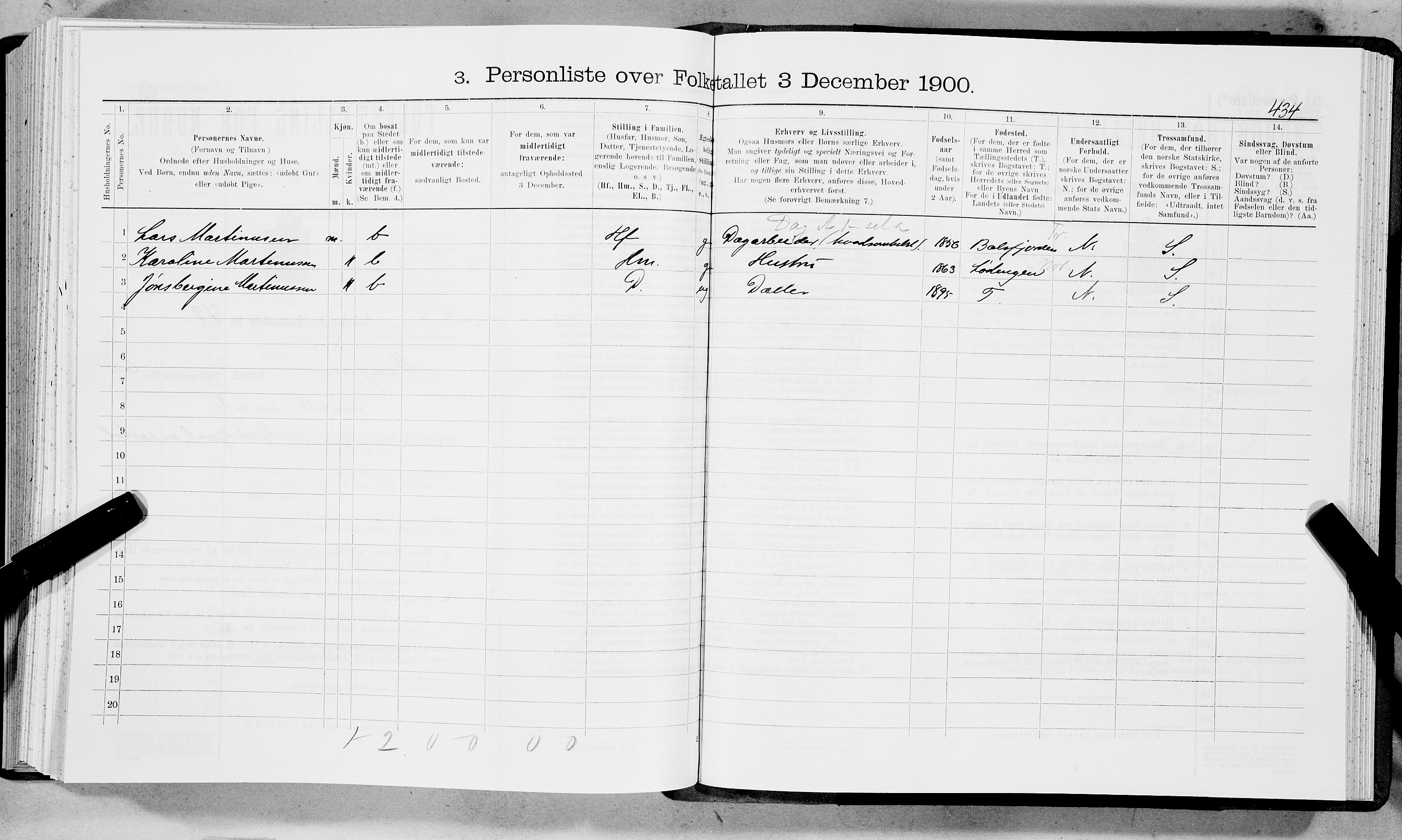 SAT, 1900 census for Vågan, 1900, p. 783