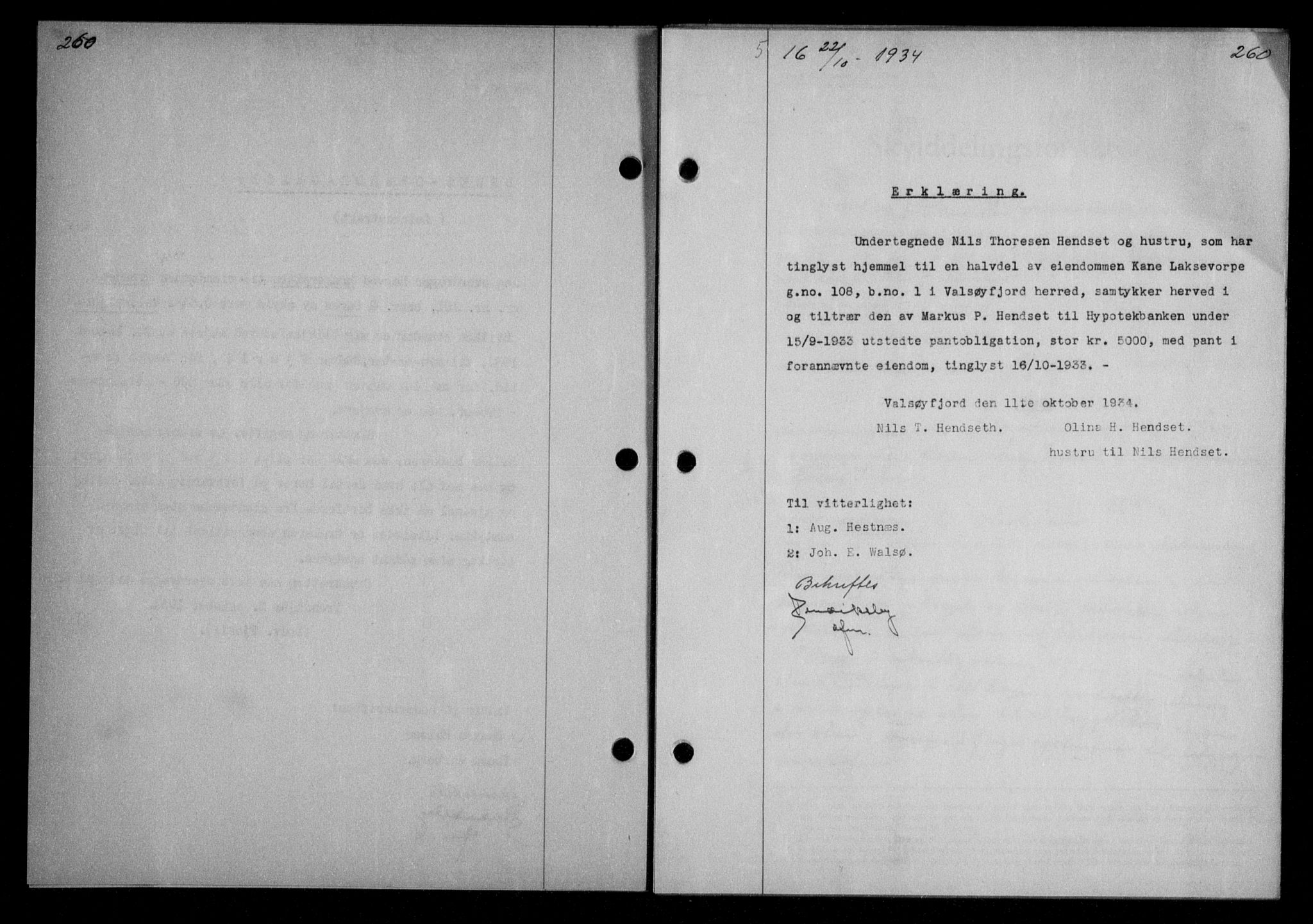 Nordmøre sorenskriveri, AV/SAT-A-4132/1/2/2Ca/L0082: Mortgage book no. 72, 1934-1934, Deed date: 22.10.1934