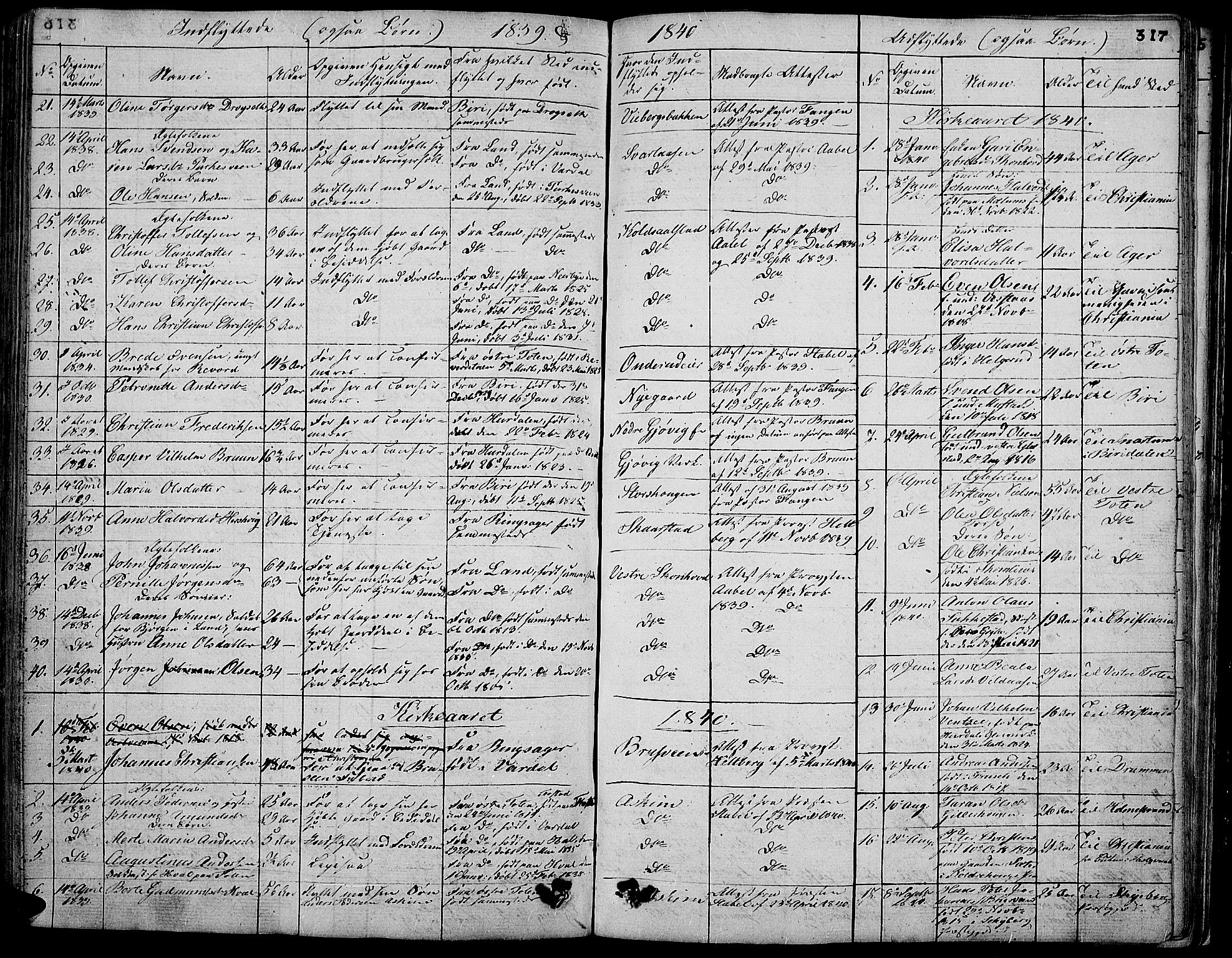 Vardal prestekontor, AV/SAH-PREST-100/H/Ha/Hab/L0004: Parish register (copy) no. 4, 1831-1853, p. 317