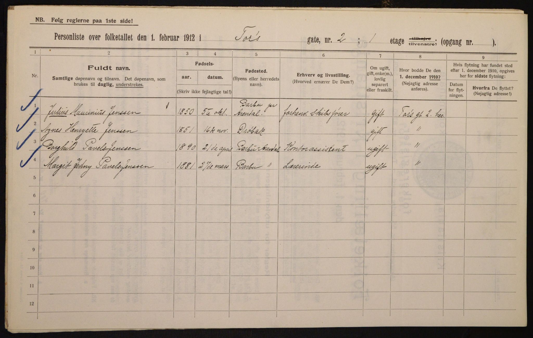 OBA, Municipal Census 1912 for Kristiania, 1912, p. 114336