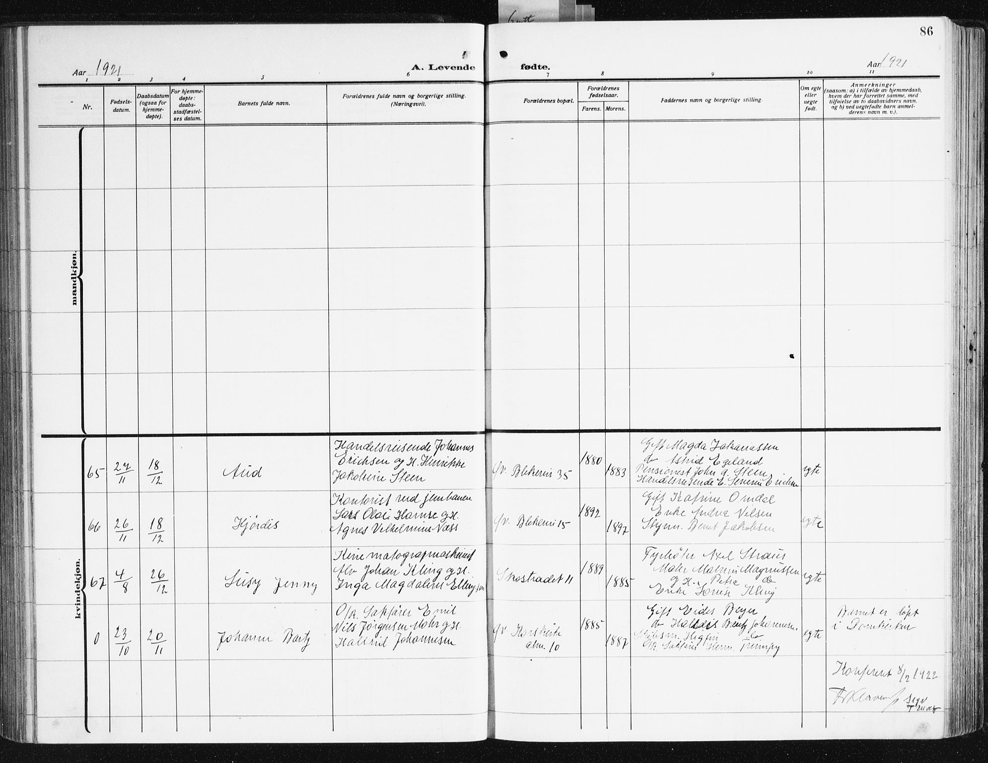 Korskirken sokneprestembete, AV/SAB-A-76101/H/Hab: Parish register (copy) no. B 12, 1917-1942, p. 86