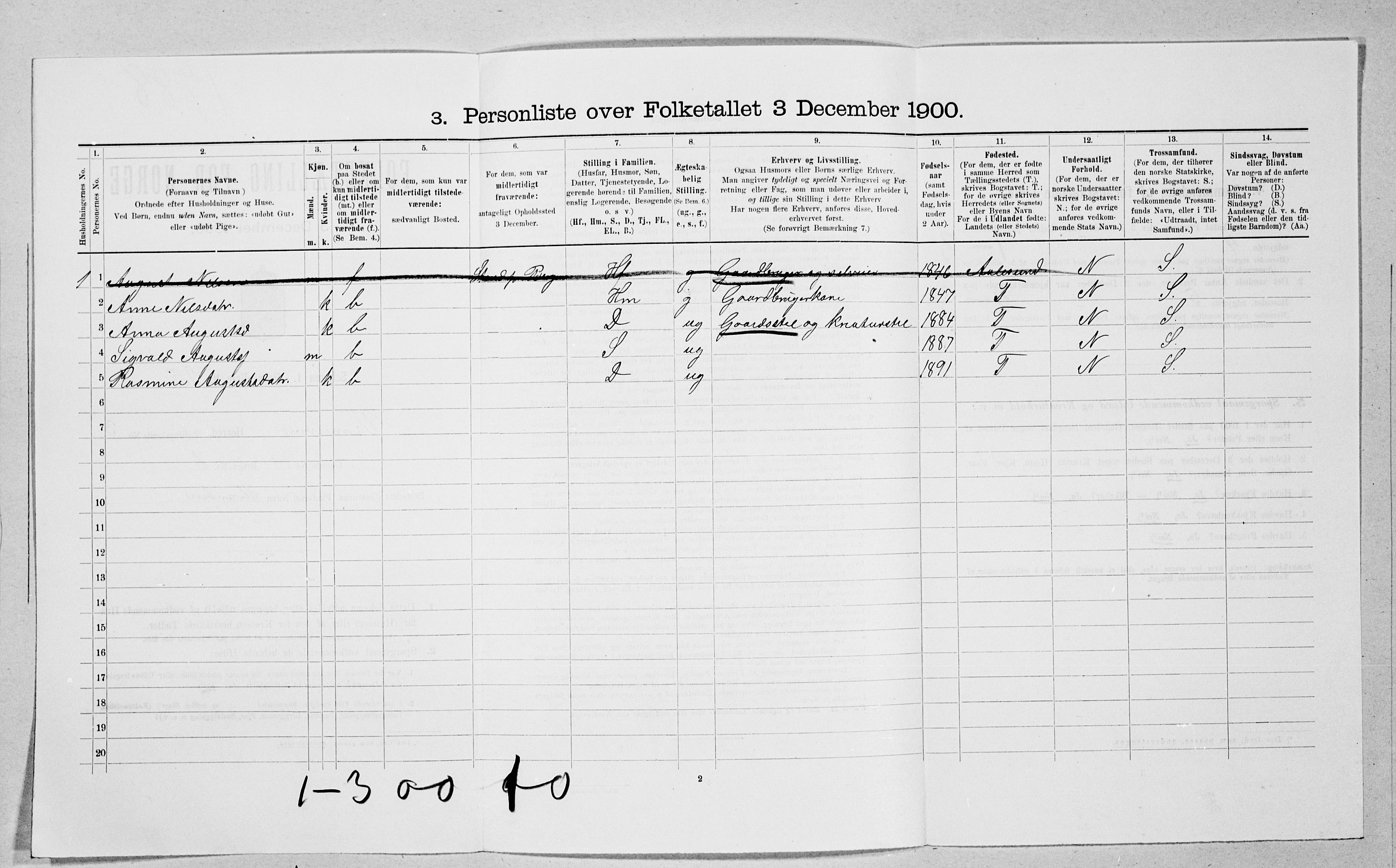 SAT, 1900 census for Vanylven, 1900, p. 301