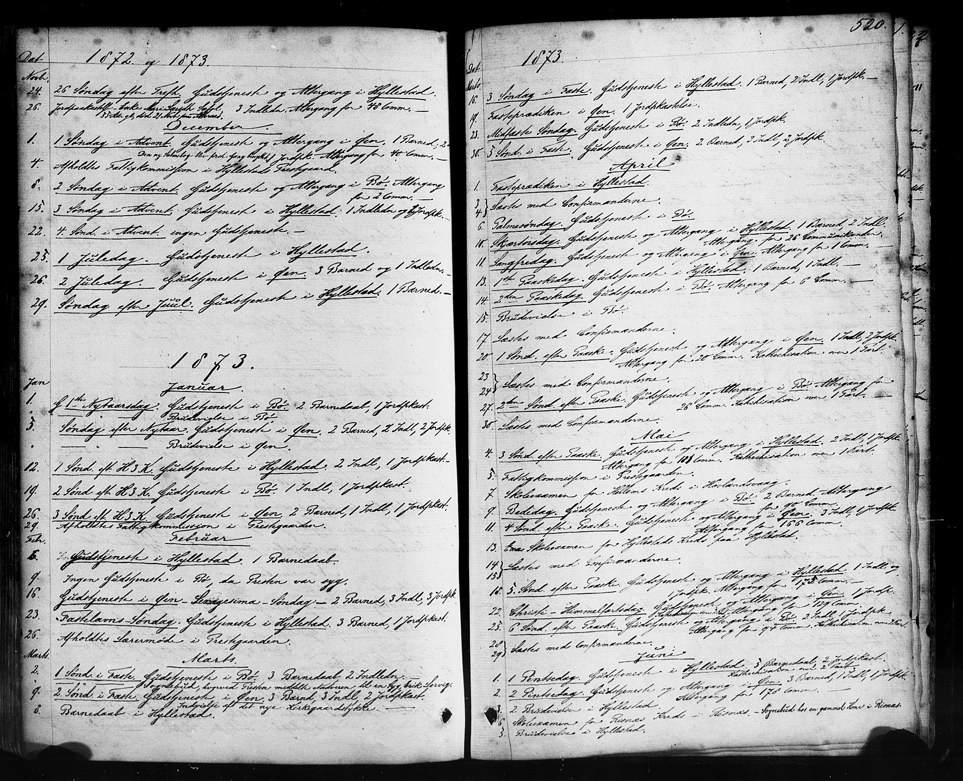 Hyllestad sokneprestembete, SAB/A-80401: Parish register (official) no. A 1, 1861-1886, p. 520