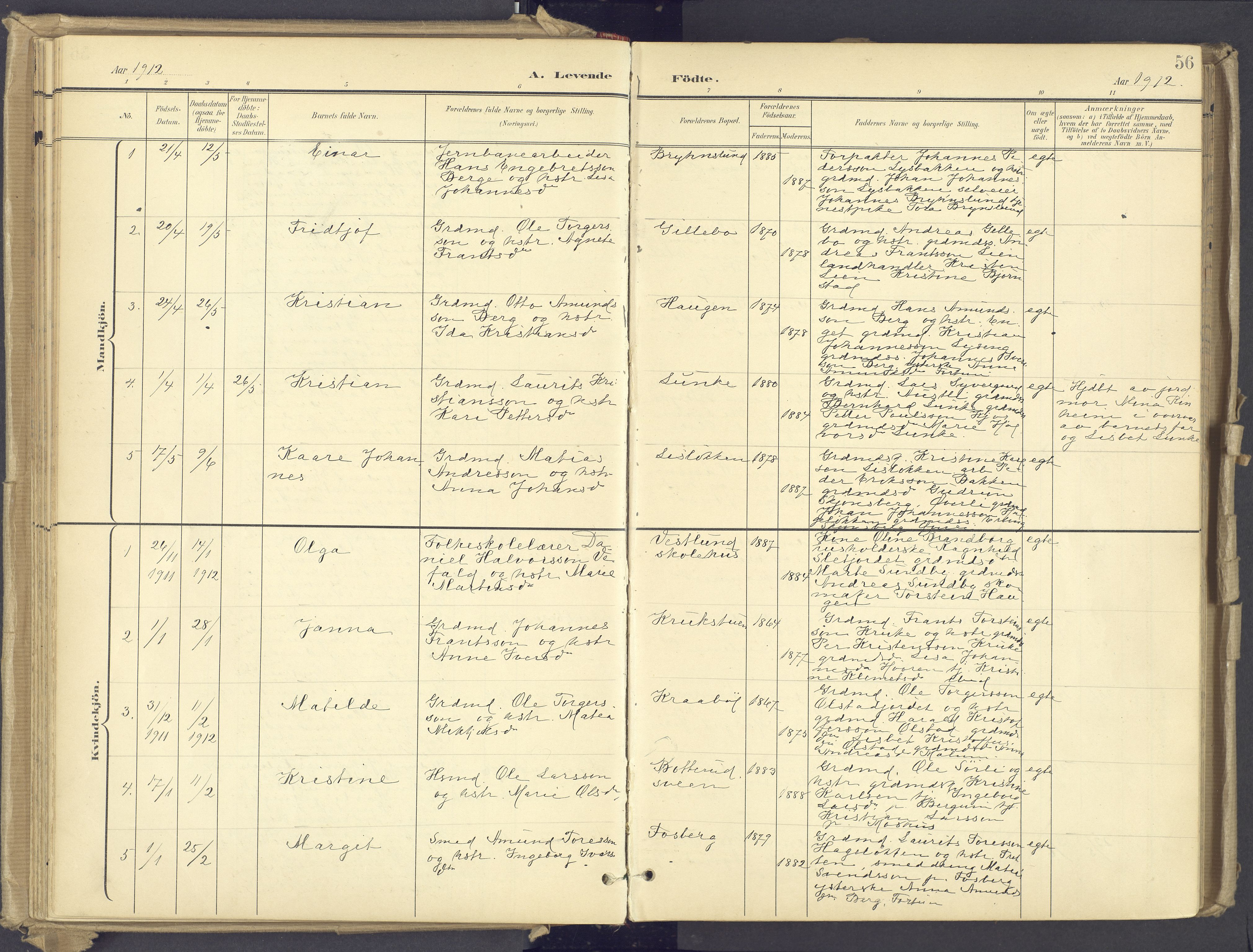 Øyer prestekontor, AV/SAH-PREST-084/H/Ha/Haa/L0012: Parish register (official) no. 12, 1897-1920, p. 56