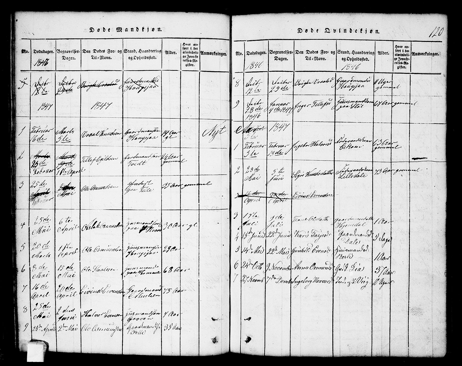 Nissedal kirkebøker, AV/SAKO-A-288/G/Gb/L0001: Parish register (copy) no. II 1, 1814-1862, p. 120